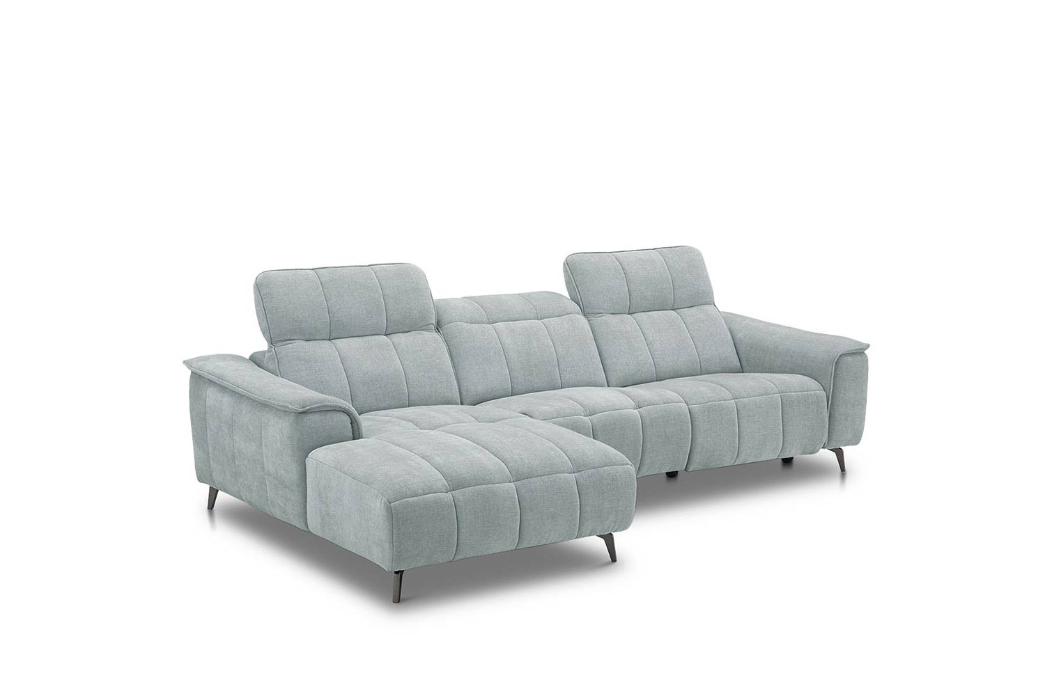 Stoff Ecksofa mit manueller Kopfteilverstellung und Funktion