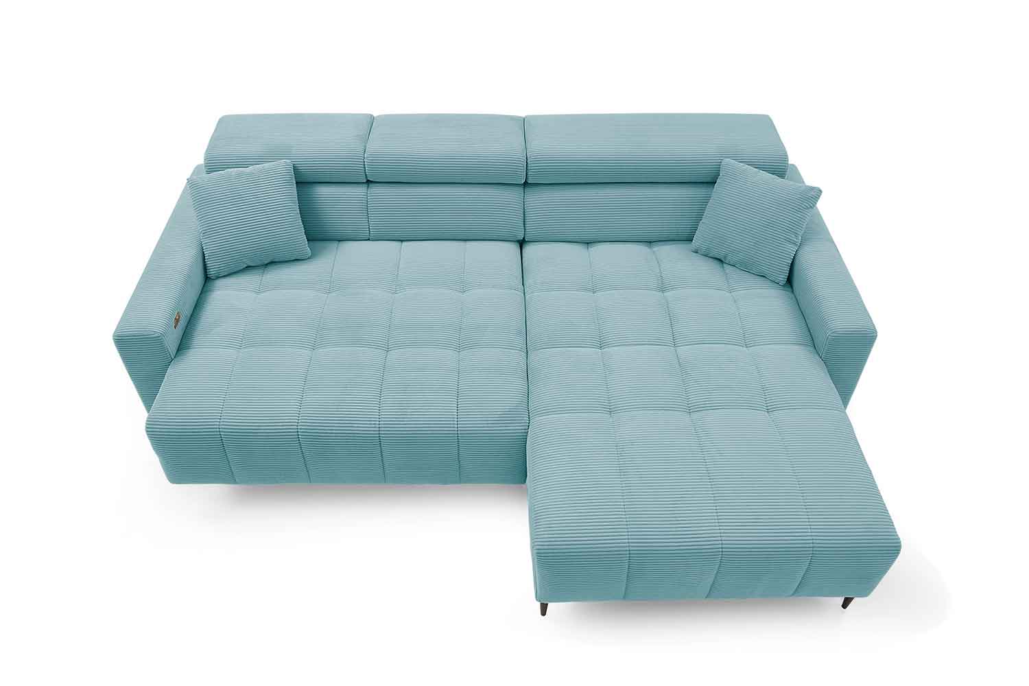 Ecksofa inkl. motorischem Sitzvorzug in Trendstoff Cord