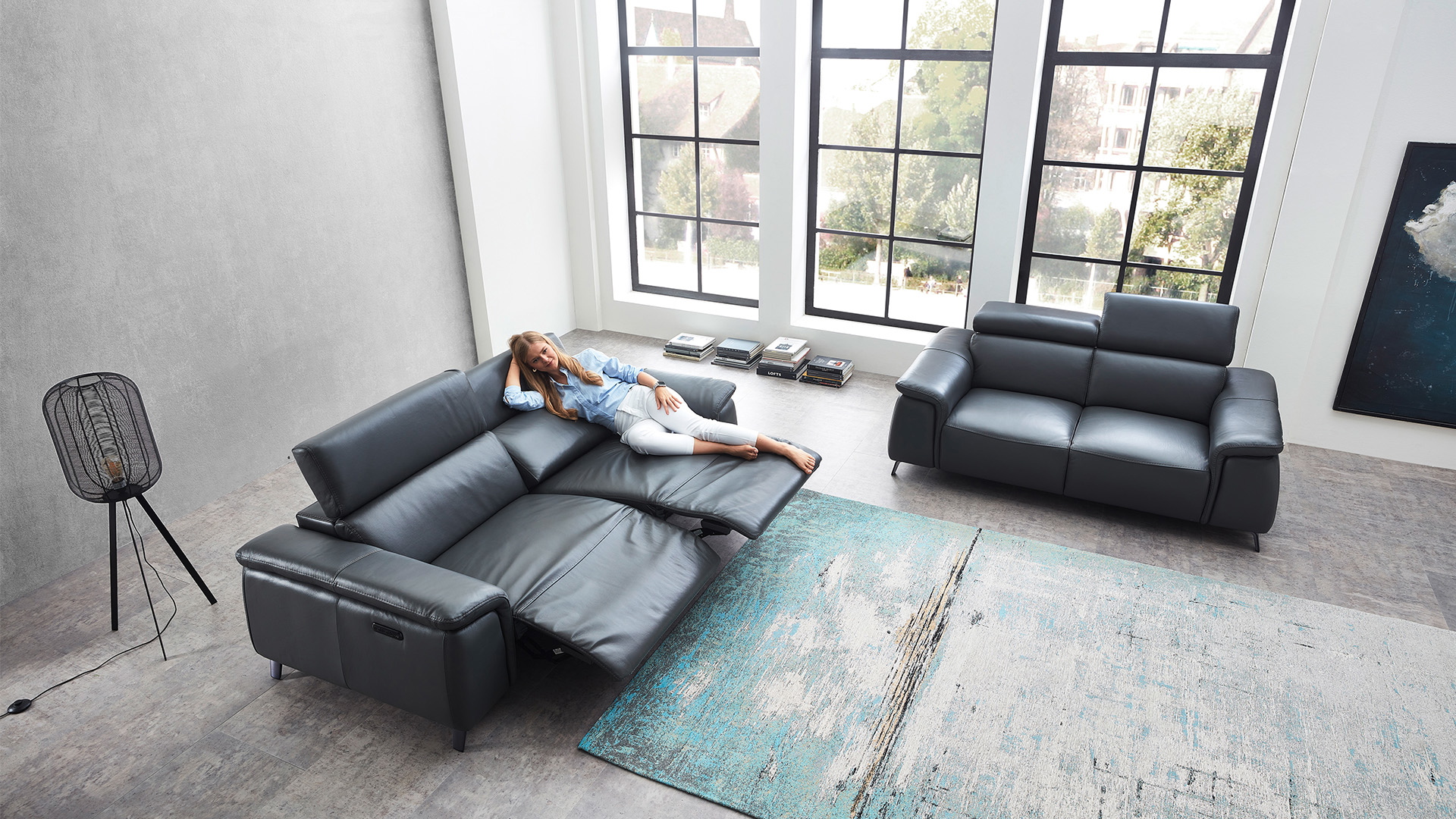Echt Leder Couchgarnitur Firenze mit motorischer Relaxfunktion Echt Leder Couchgarnitur Firenze mit motorischer Relaxfunktion