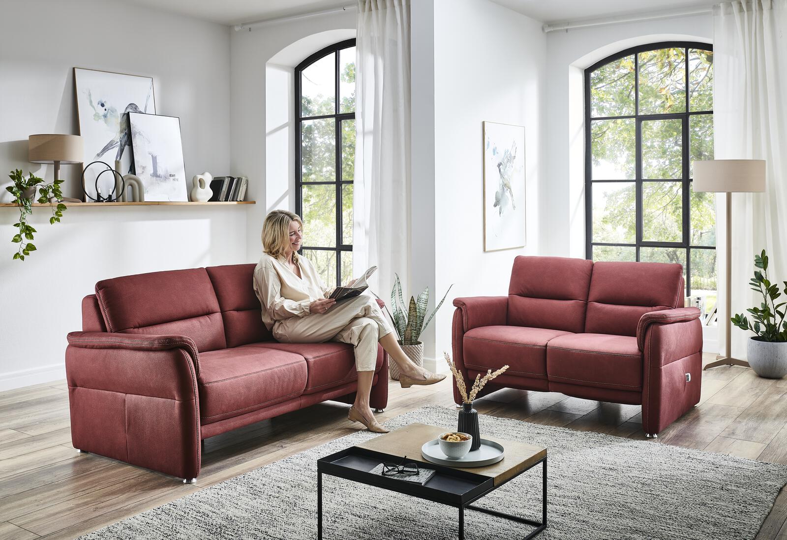 Stoff Mikrofaser Couchgarnitur mit Federkern