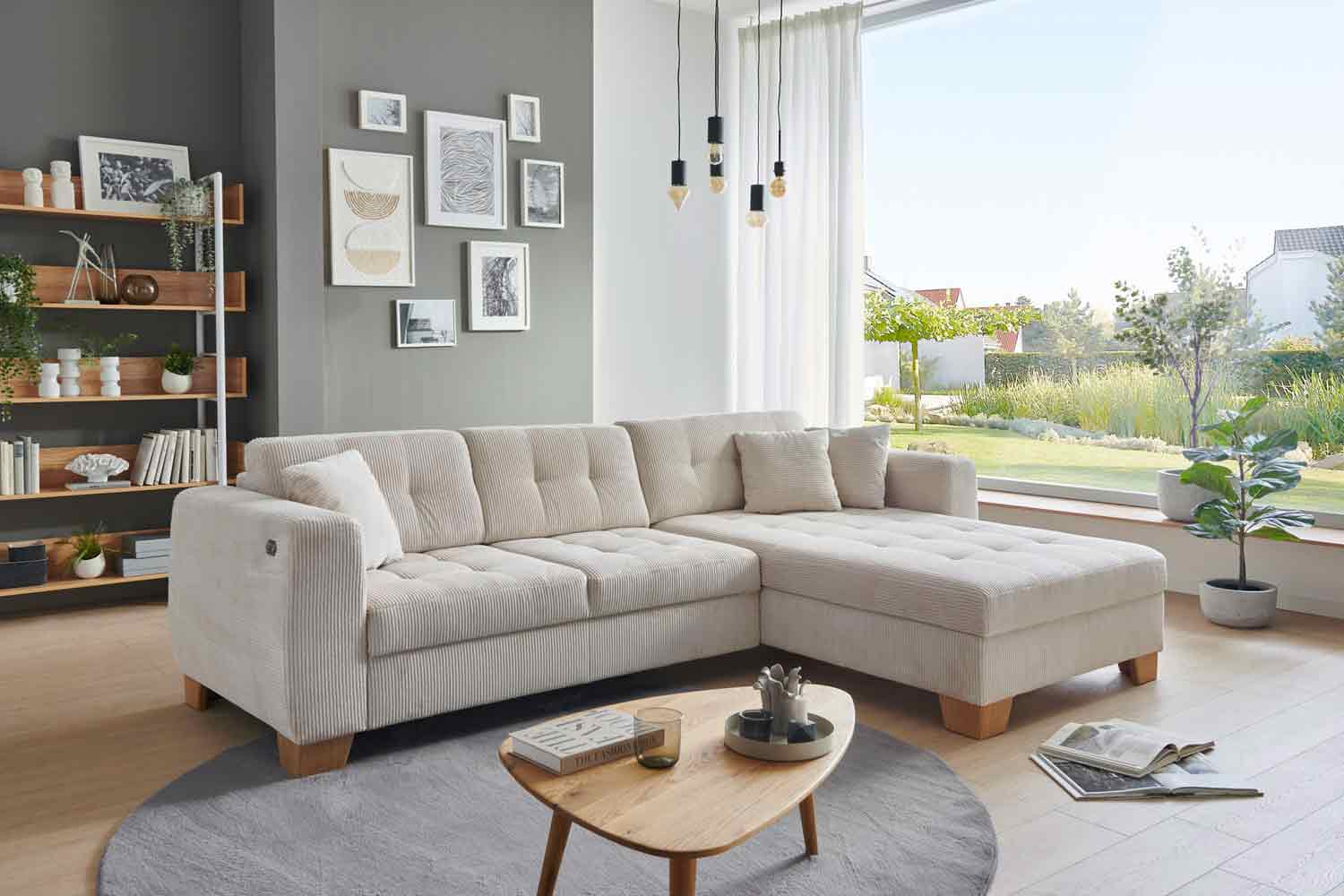 Ecksofa Milo mit motor Sitzvorzug und Bettkasten Cord Ecksofa Milo mit motor Sitzvorzug und Bettkasten Cord