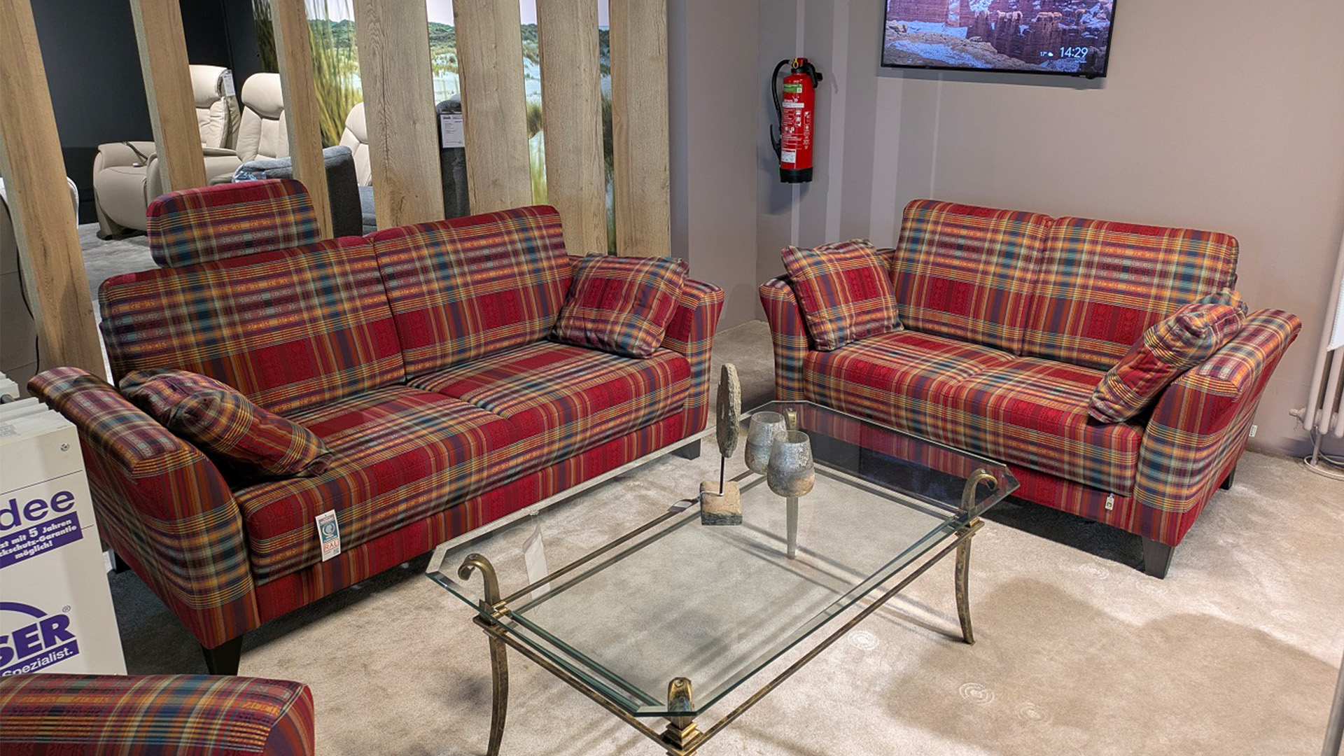 Couchgarnitur mit Sessel inkl. Funktionen in Stoff-0158005400-02-33WW-A