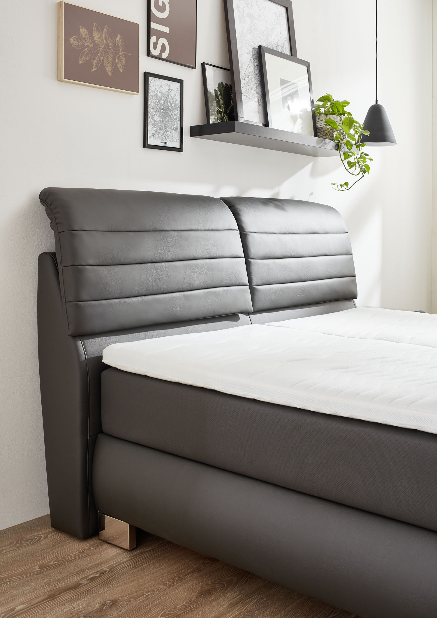 Boxspringbett 180x200cm in Grau