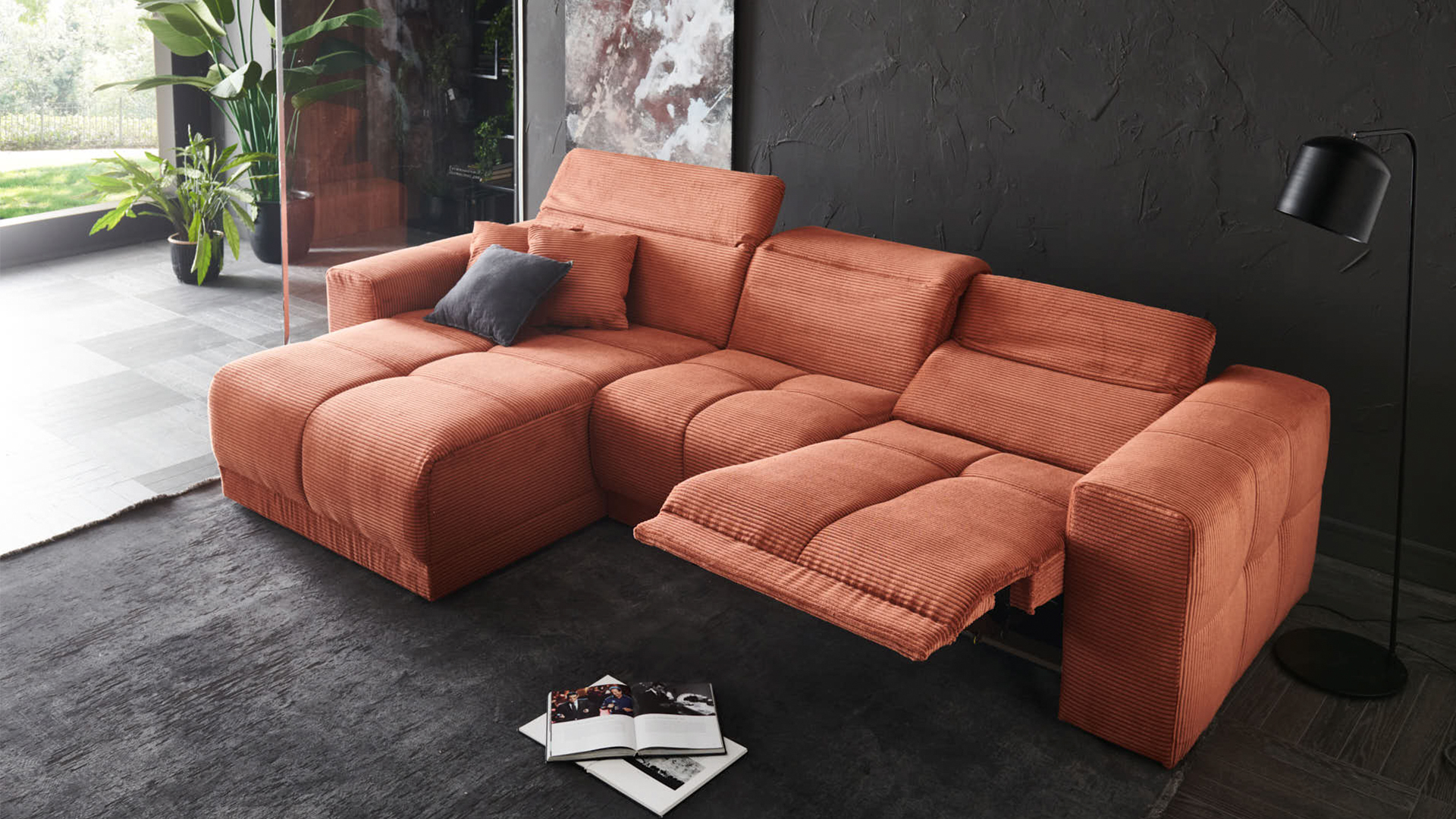 Ecksofa Toni mit motorischer Relaxfunktion in Stoff-0646Toni00WW