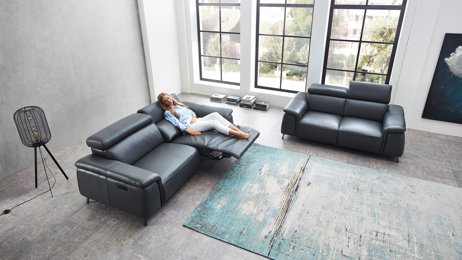 Echt Leder Couchgarnitur Firenze mit motorischer Relaxfunktion-05970320WW