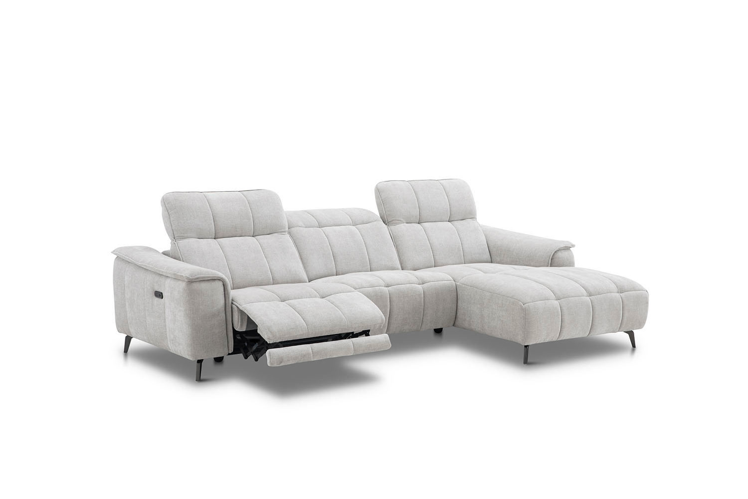 Stoff Ecksofa mit manueller Kopfteilverstellung und Funktion