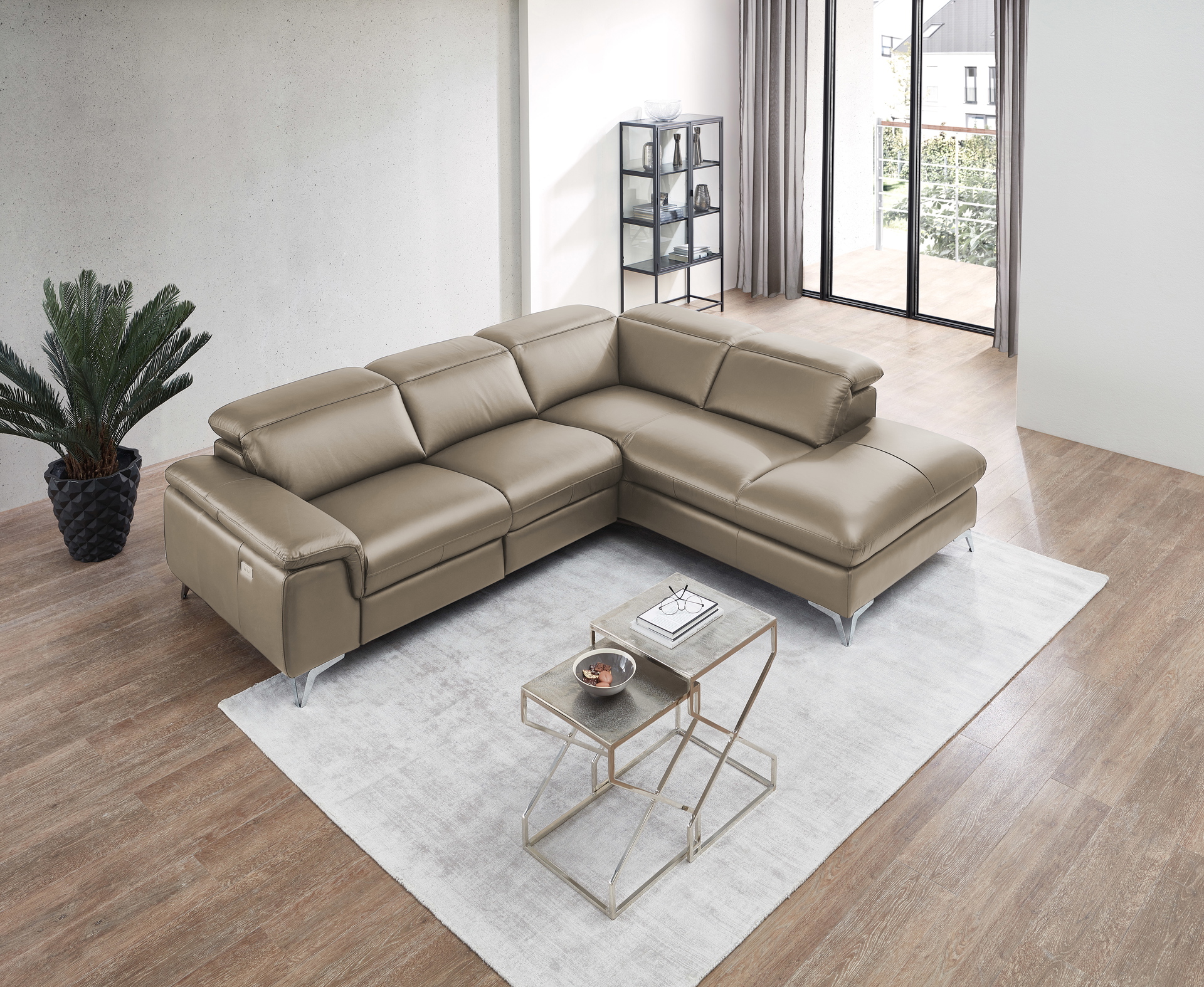 Ecksofa Seahawk mit manueller Kopfteilverstellung in Leder 
