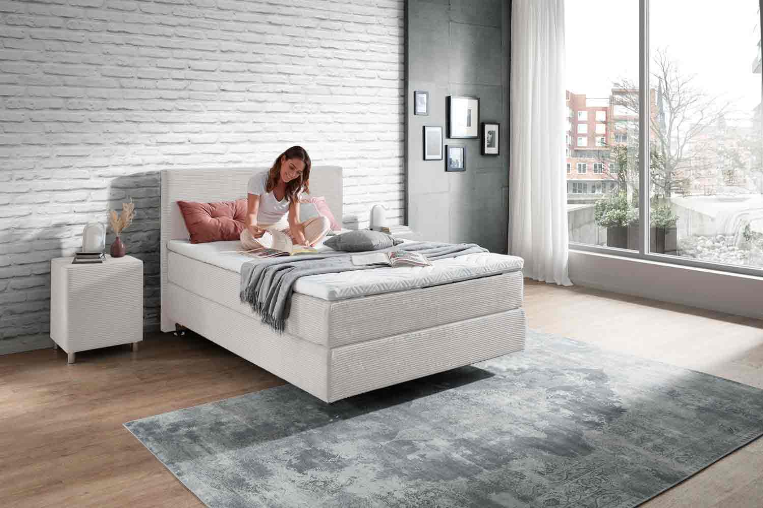 Boxspringbett Monaco in Trendstoff Cord
