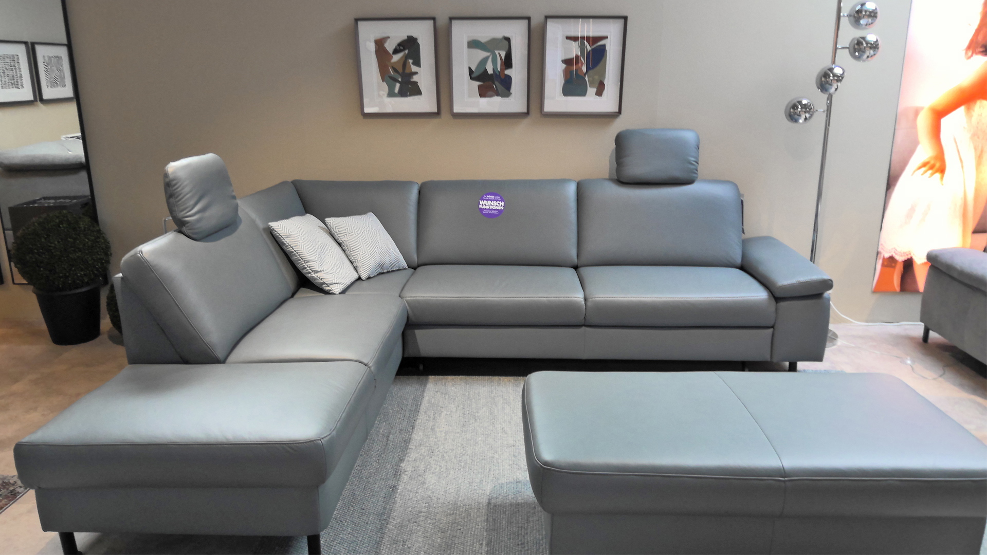 Modulmaster Ecksofa inkl. vielen Funktionen mit Hocker in Leder -0775015506-44WW-A