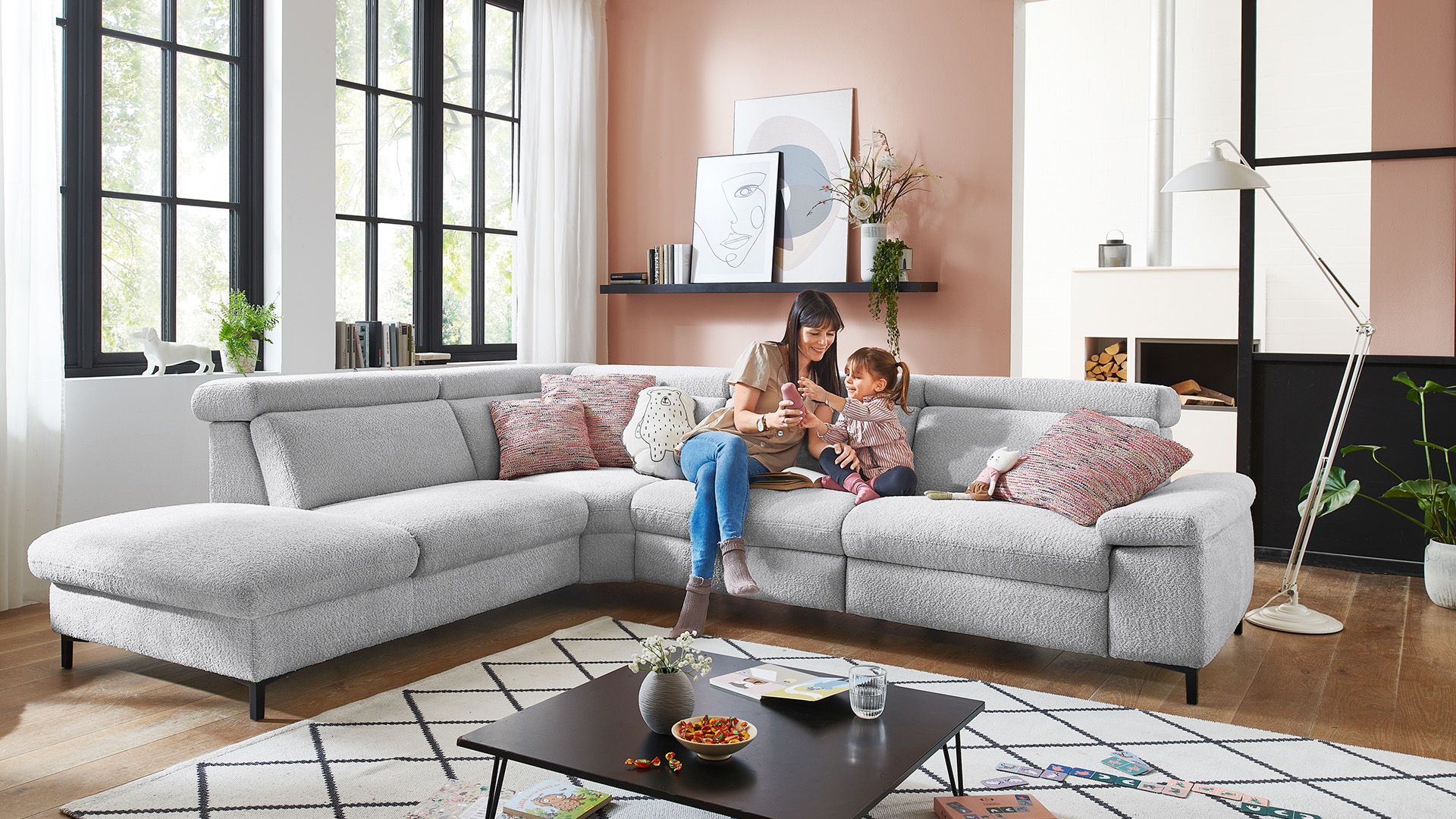 Modulmaster Ecksofa Stoff L-Form Federkern Silver Modulmaster Ecksofa Stoff L-Form Federkern Silver-01260301WW
