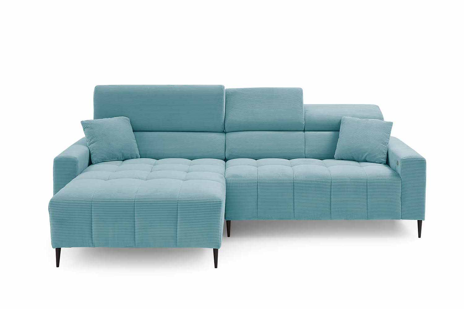 Ecksofa inkl. motorischem Sitzvorzug in Trendstoff Cord