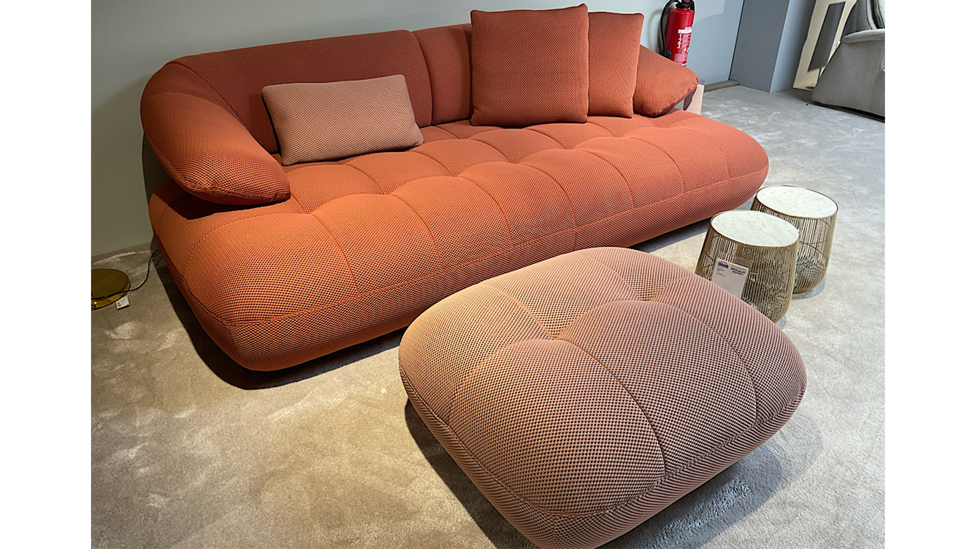 Big Sofa Lounger mit manueller Sitztiefenverstellung und Hocker in Stoff-0597101500-40WW-A