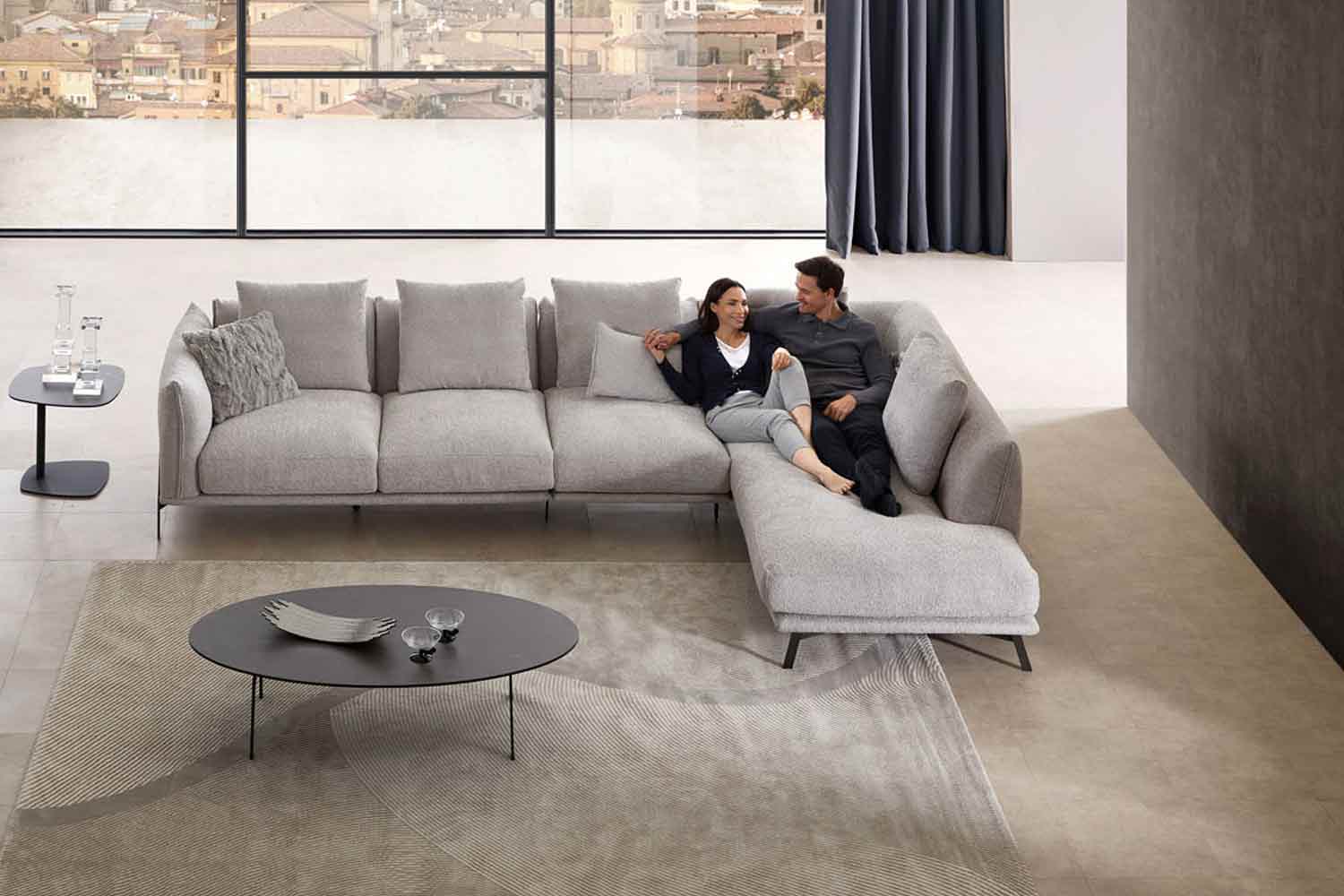 CAMPO DE´FIORI Ecksofa Valentina in Boucle Stoff