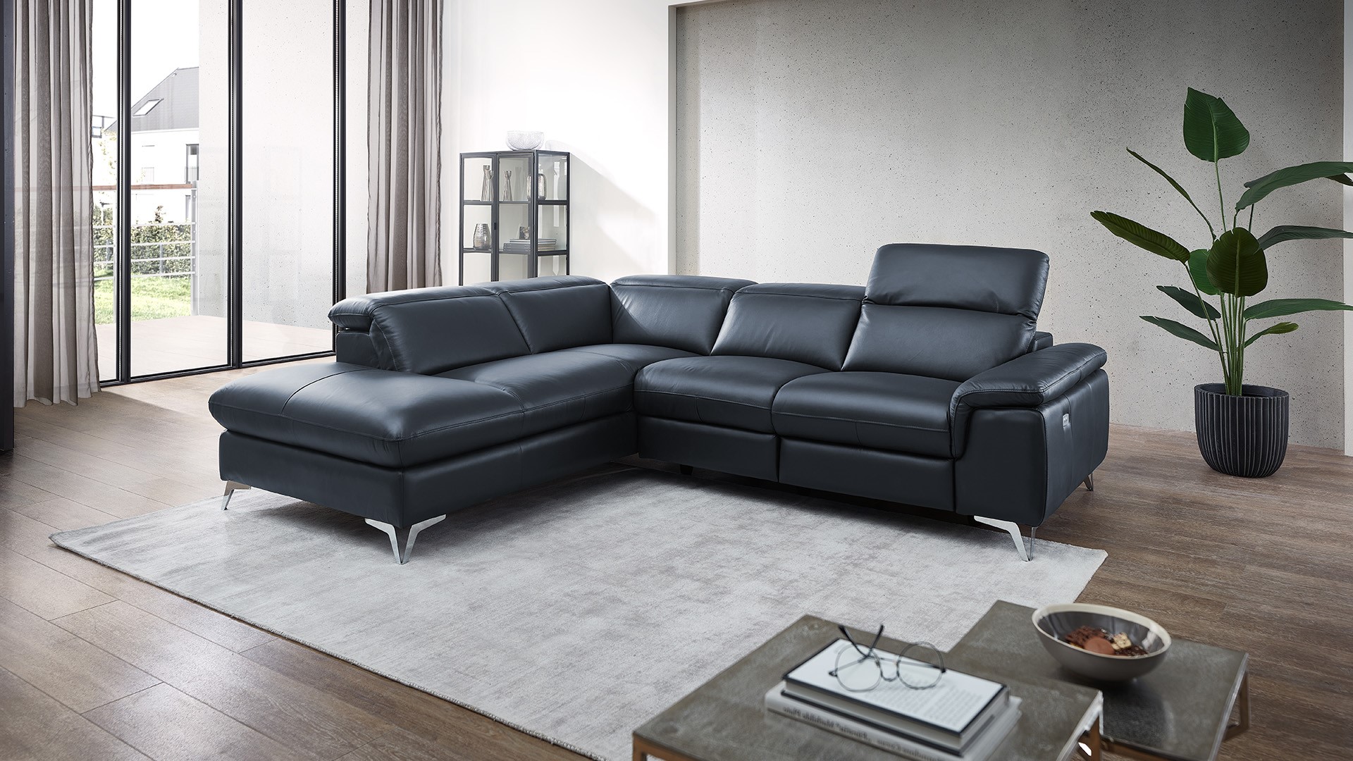 Ecksofa Seahawk mit motorischer Relaxfunktion in Leder 