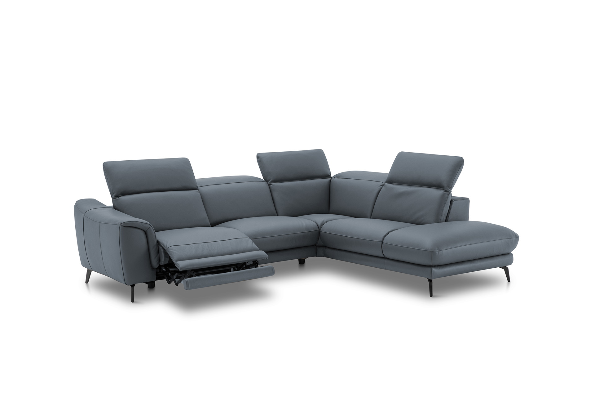 Leder Ecksofa inkl. manueller Kopfteilverstellung
