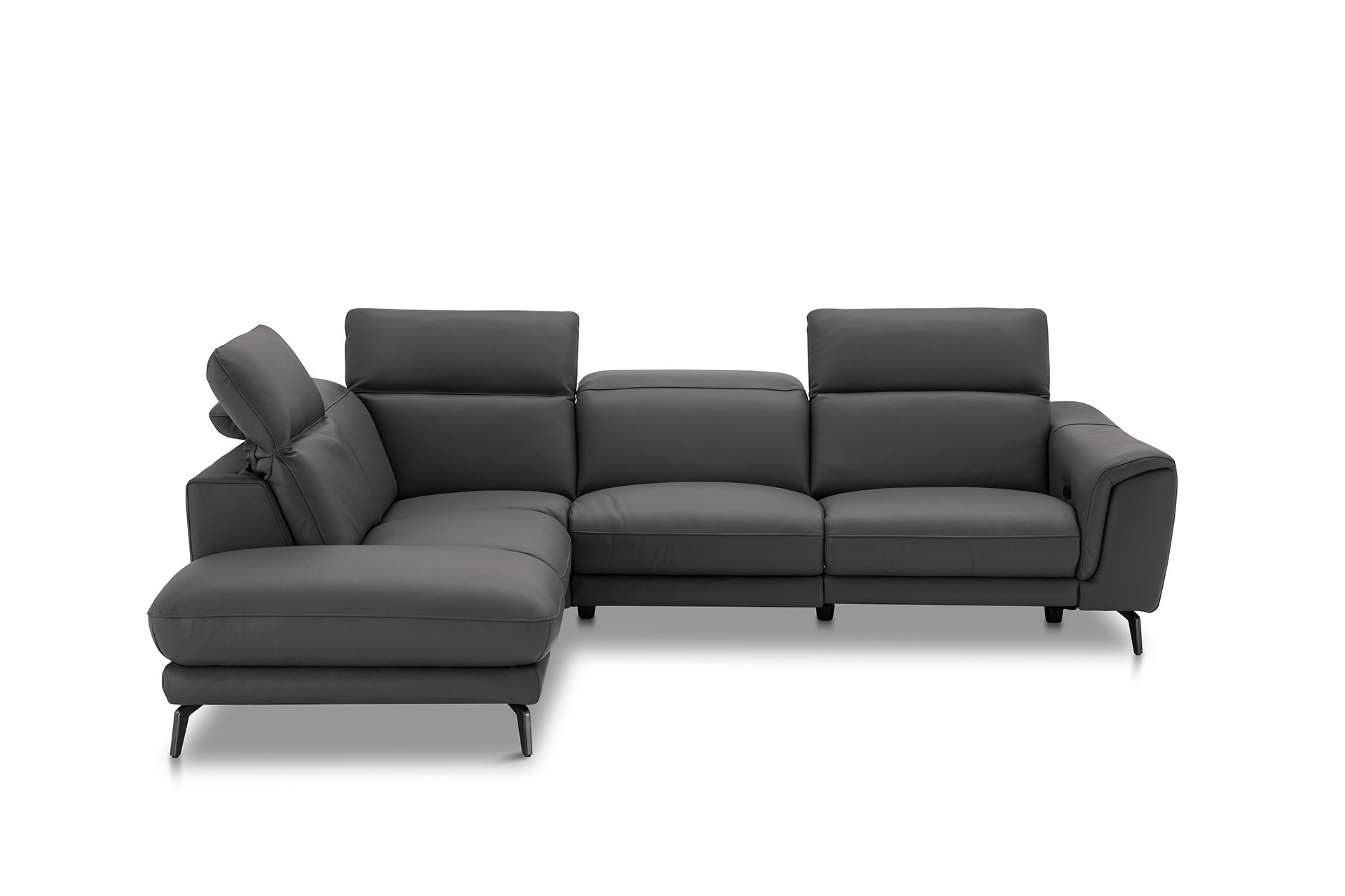 Leder Ecksofa mit motorischer Relaxfunktion und manueller Kopfteilverstellung Leder Ecksofa mit motorischer Relaxfunktion und manueller Kopfteilverstellung
