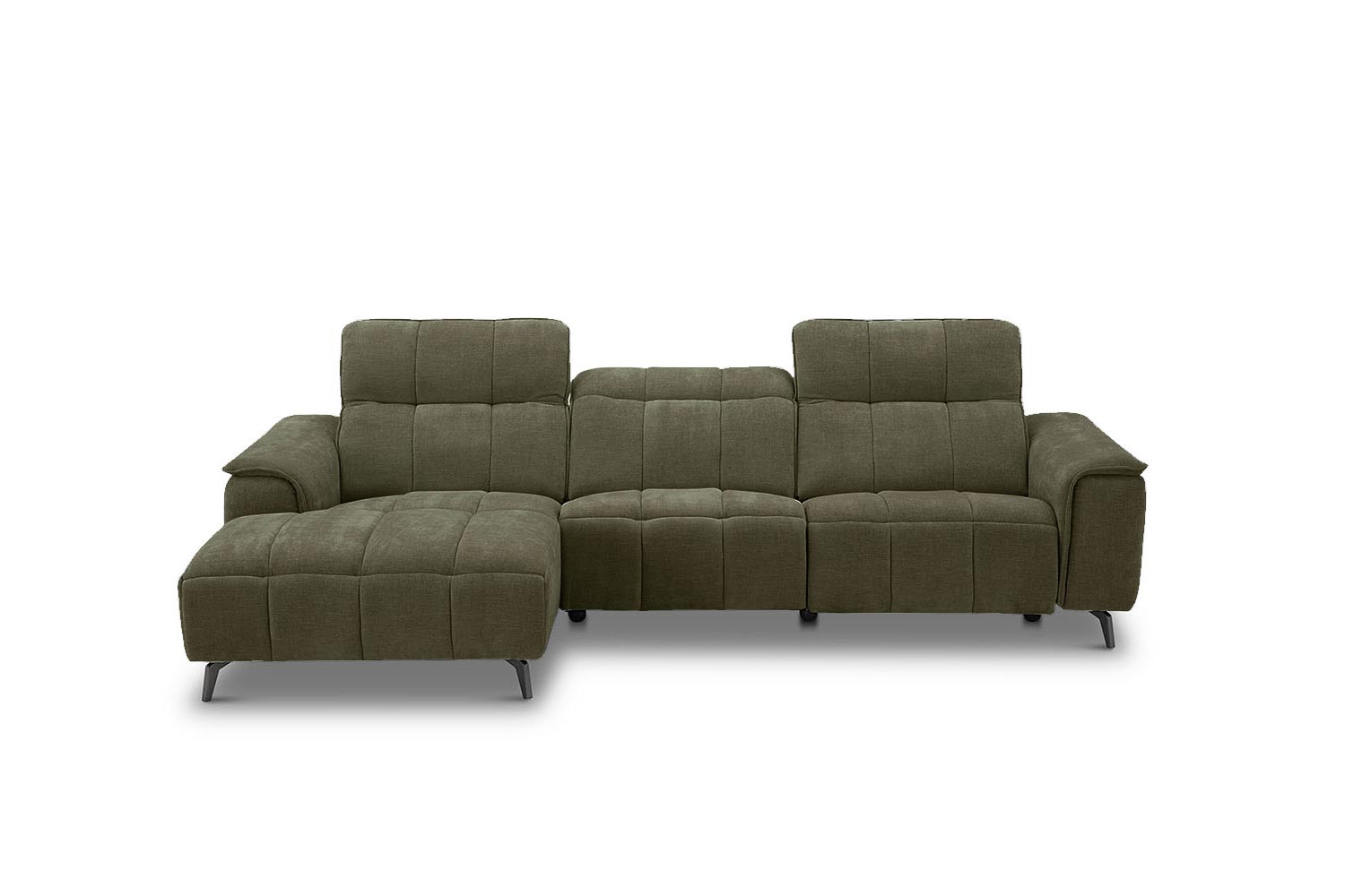Stoff Ecksofa mit manueller Kopfteilverstellung und Funktion