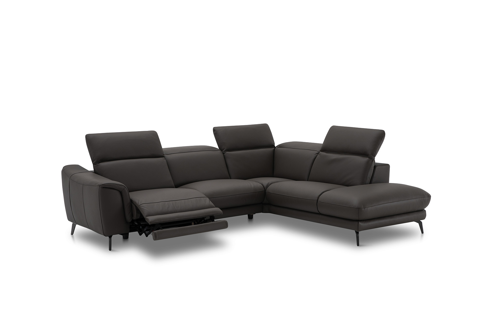 Leder Ecksofa inkl. manueller Kopfteilverstellung