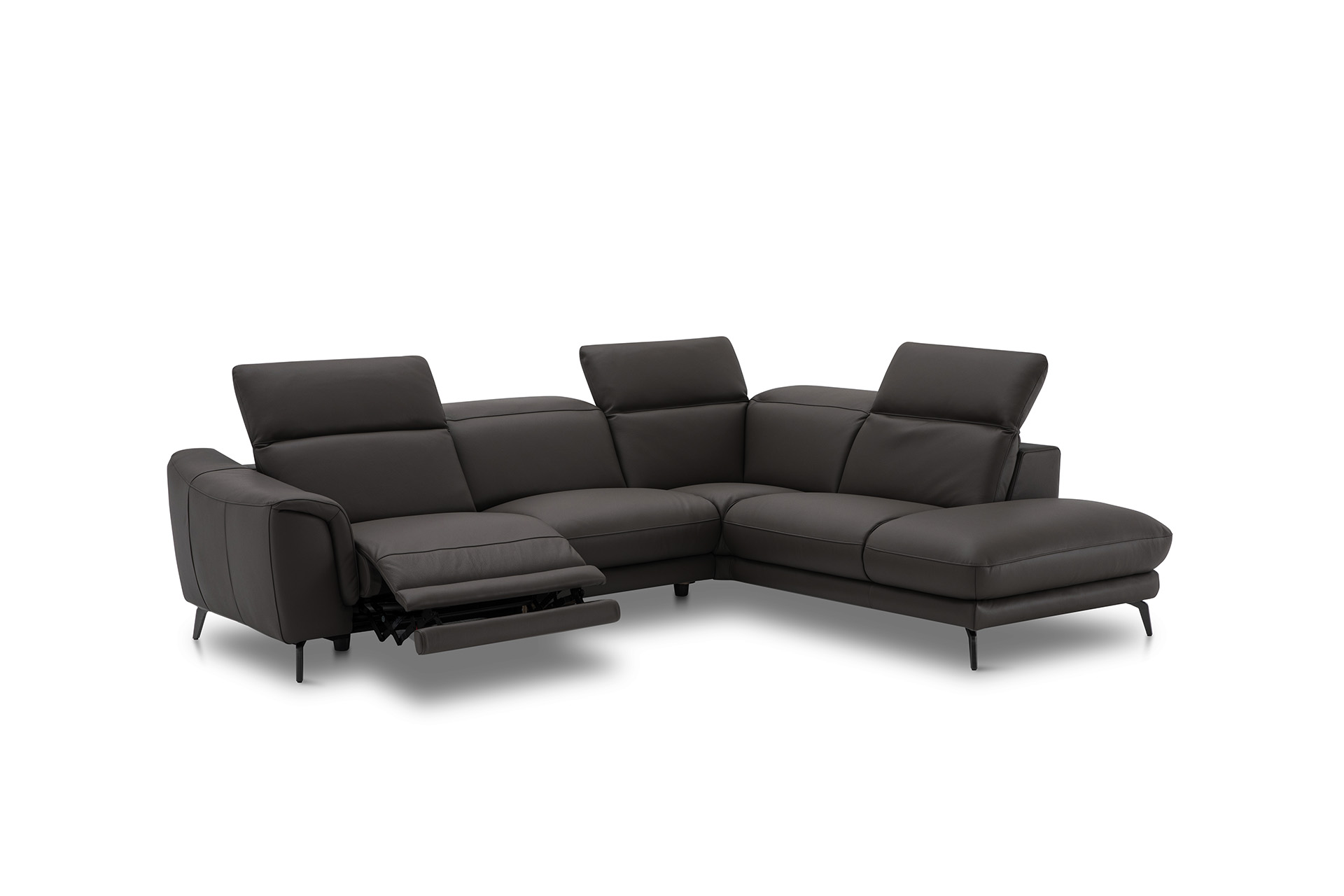 Leder Ecksofa inkl. manueller Kopfteilverstellung