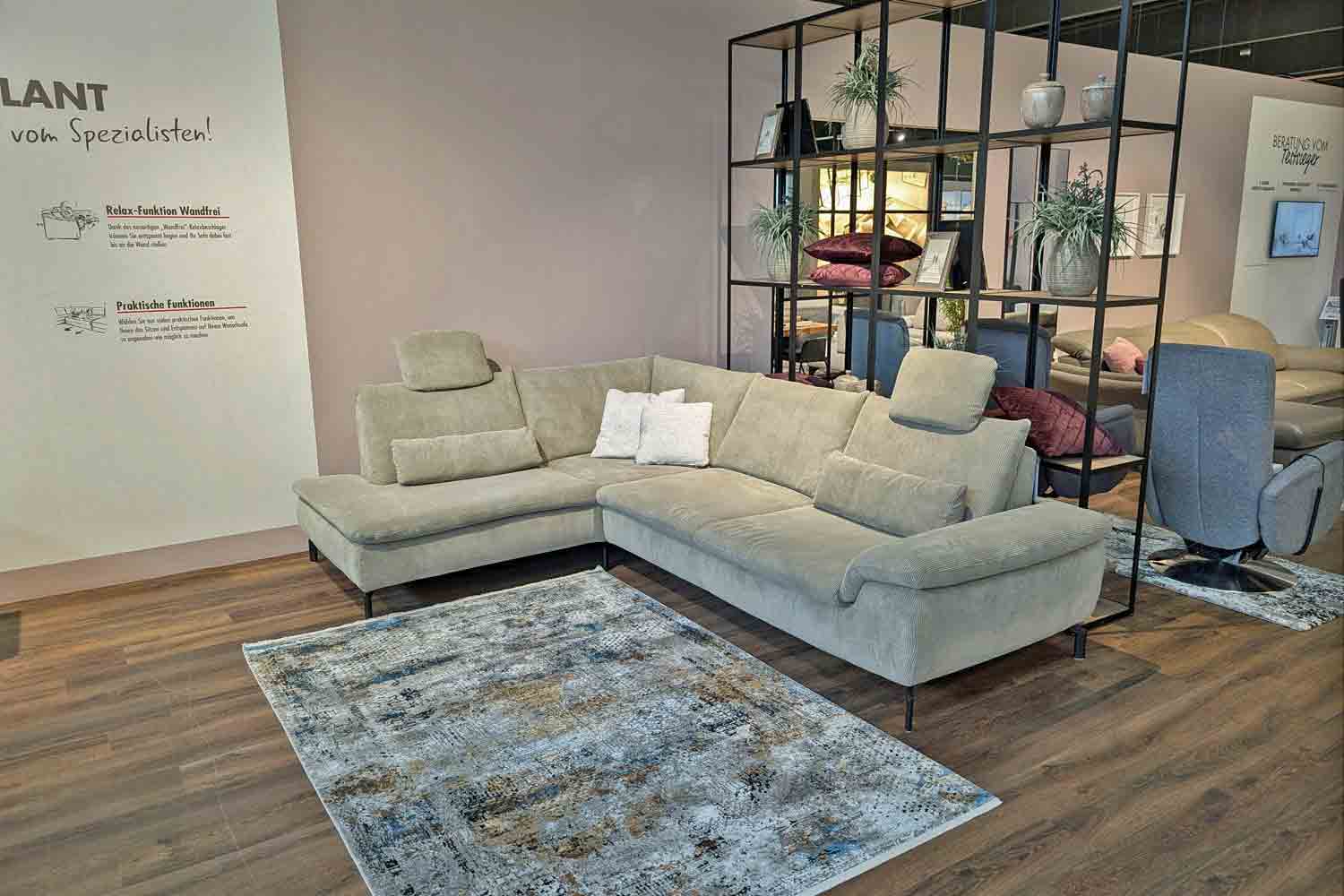 Modulmaster Ecksofa inkl. Sitztiefenverstellung in Trendstoff Cord