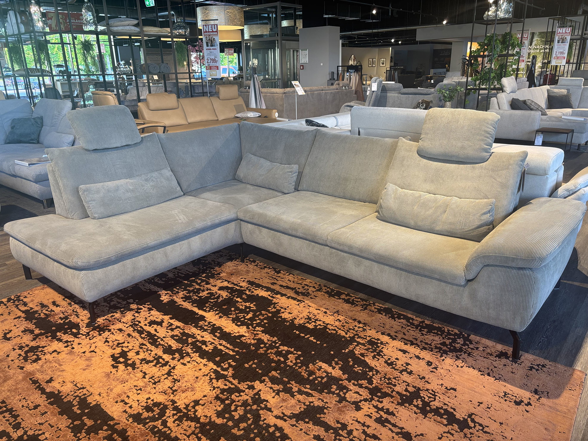 Modulmaster Ecksofa inkl. Sitztiefenverstellung in Trendstoff Cord-0126031000-15WW-A