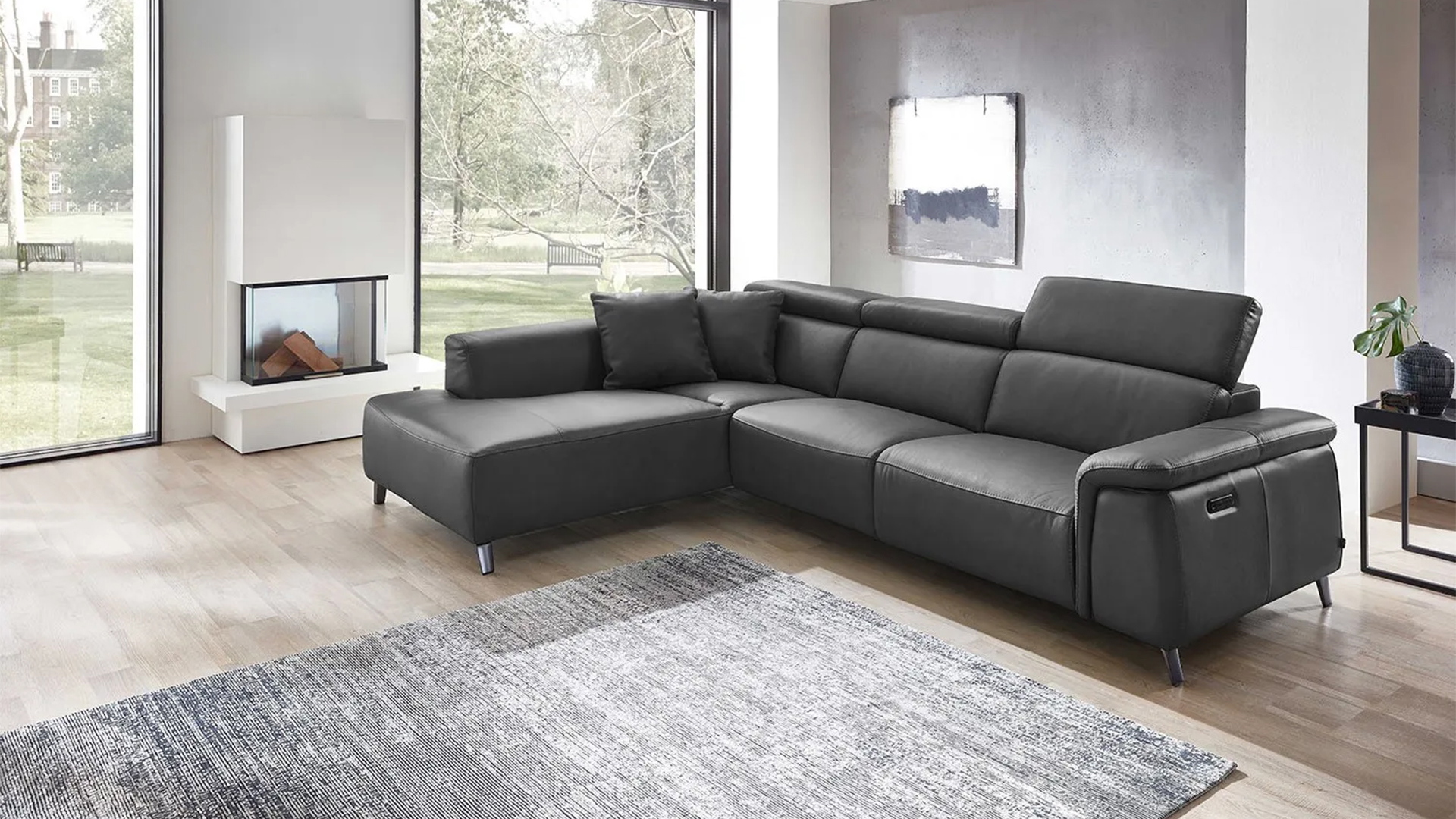 Ecksofa Firenze mit motorischer Relaxfunktion in Leder 