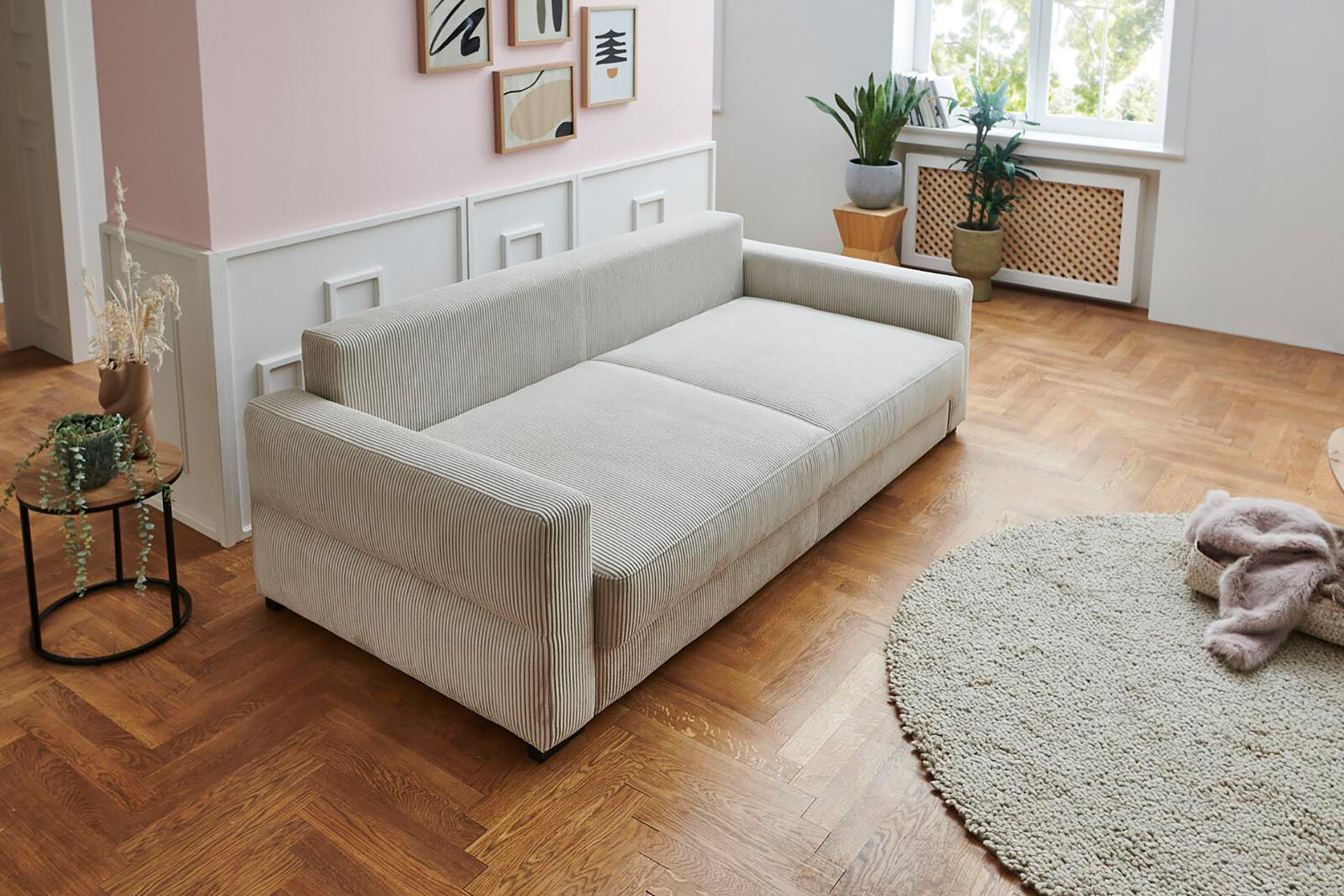 Schlafsofa inkl. Bettkasten in Cordstoff