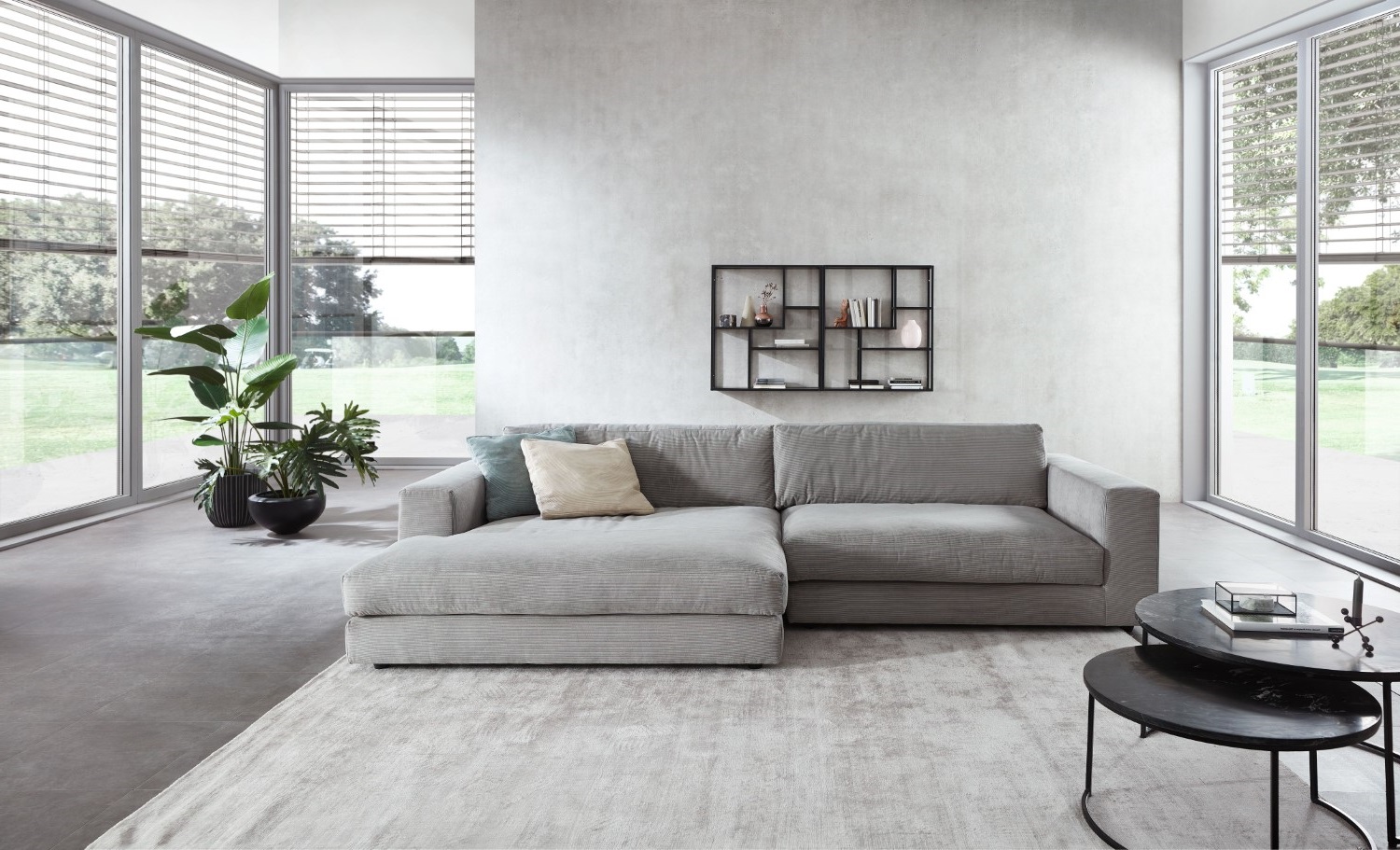 Cosyhome Living Ecksofa Cord Stoff Vintage Grau links