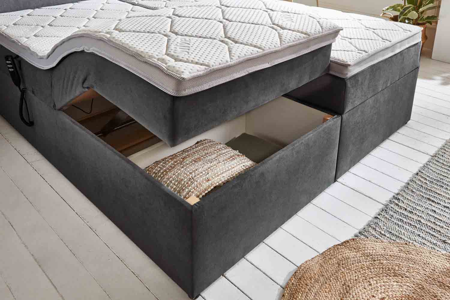 Boxbett Elora mit 2-motorischer Verstellung und Bettkasten
