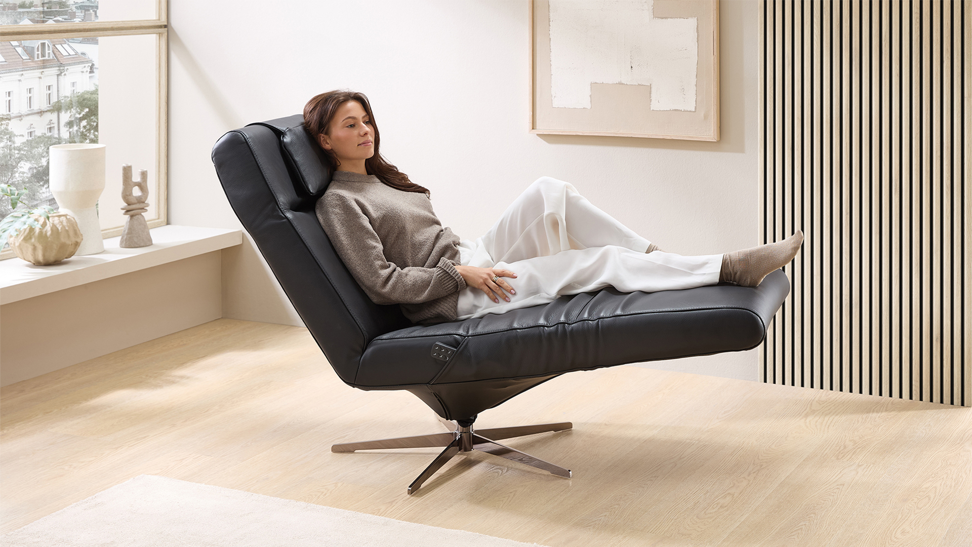 Cuoio Liege Positano mit 3-motorischer Relaxfunktion in Leder-05971025-WW