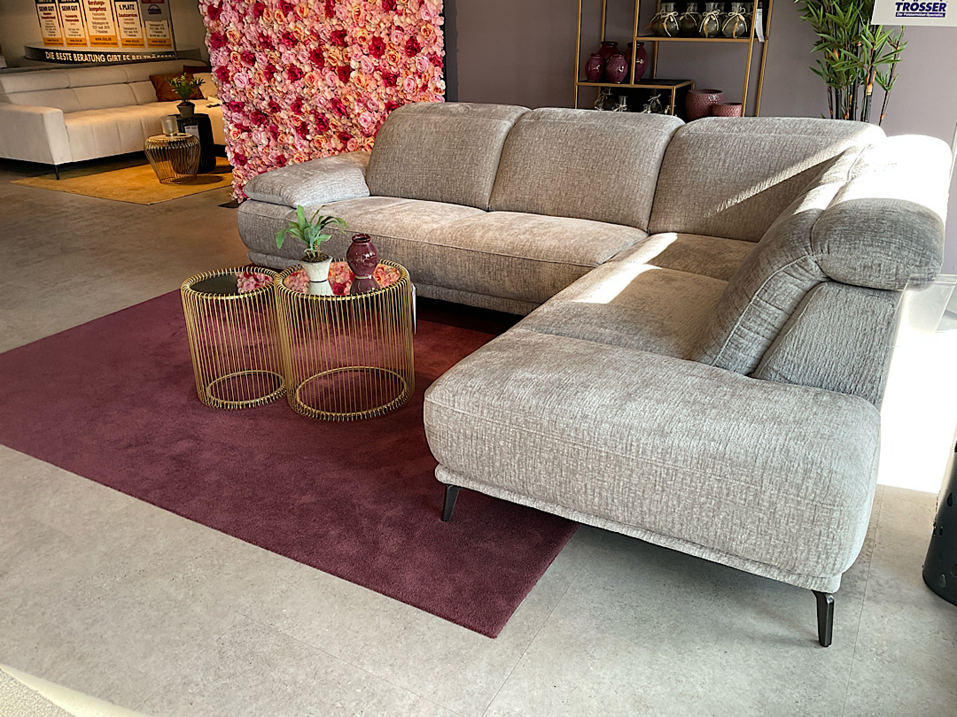 Cuoio Stoff Ecksofa inkl. Kopfteilverstellung 