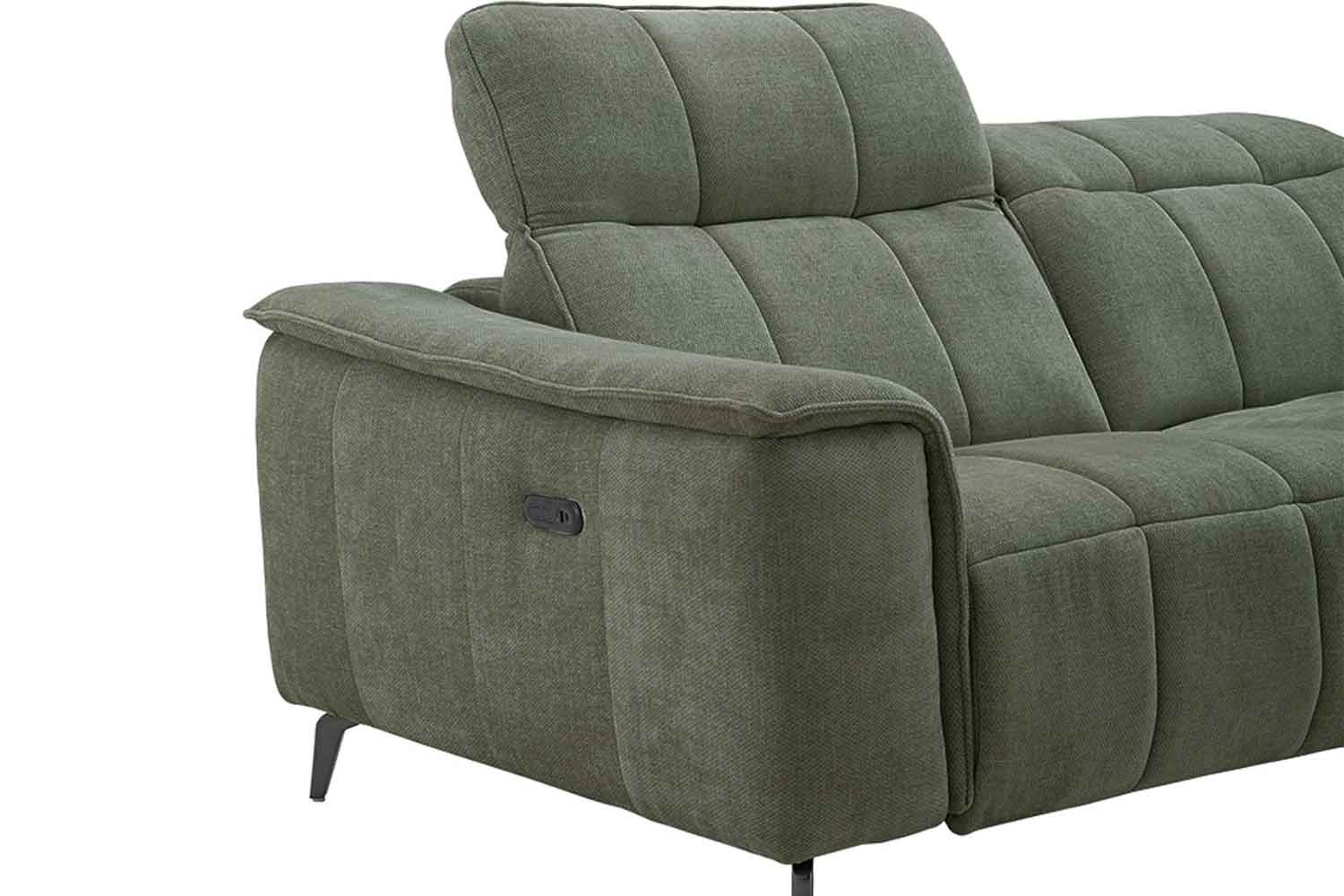 Stoff Ecksofa mit manueller Kopfteilverstellung und Funktion