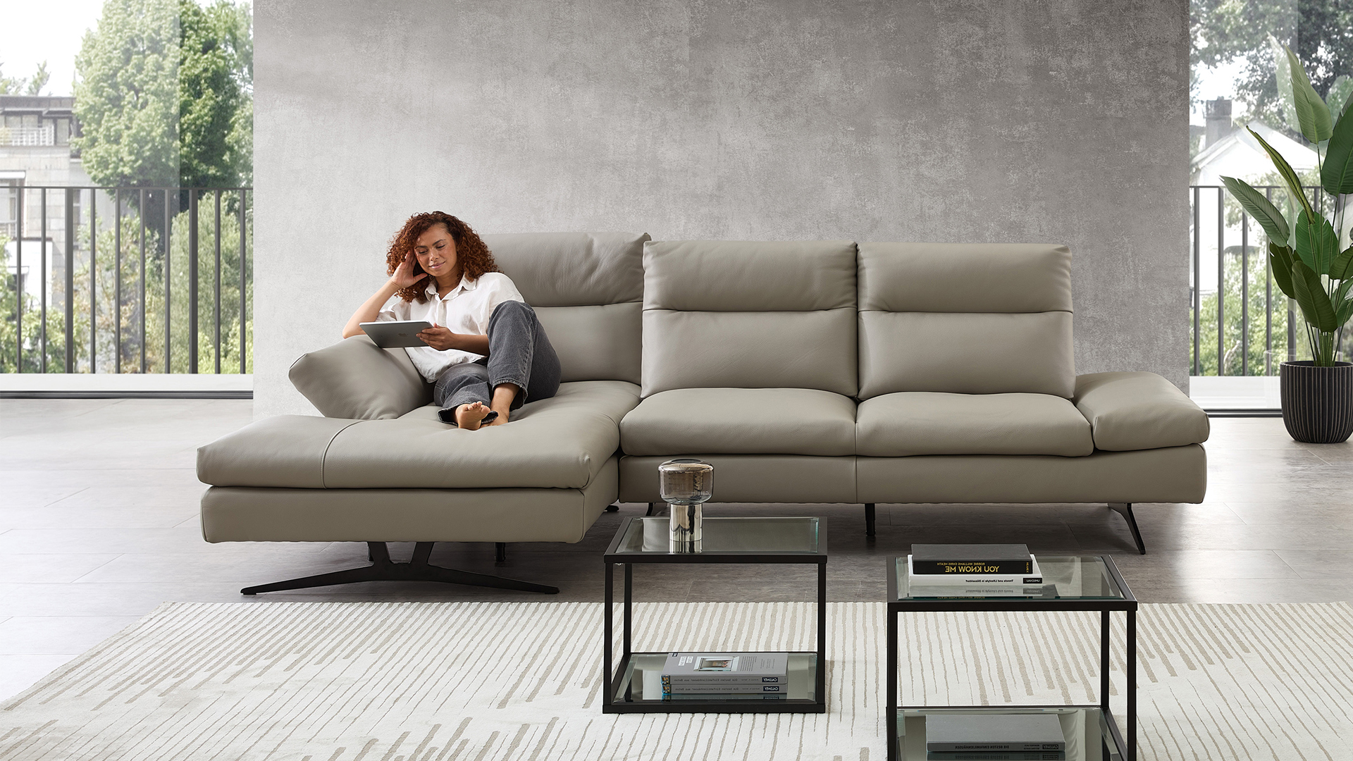 Cuoio Ecksofa Letizia mit manueller Sitztiefenverstellung in Leder-05971024WW