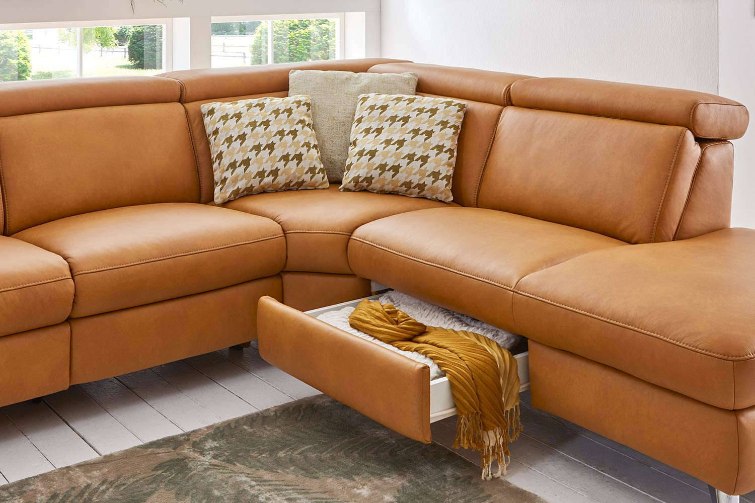 Ecksofa Feeling System in Leder