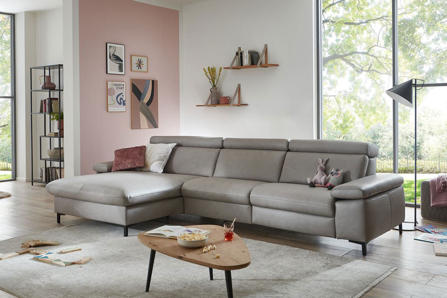 Echtleder Ecksofa optional mit Funktionen