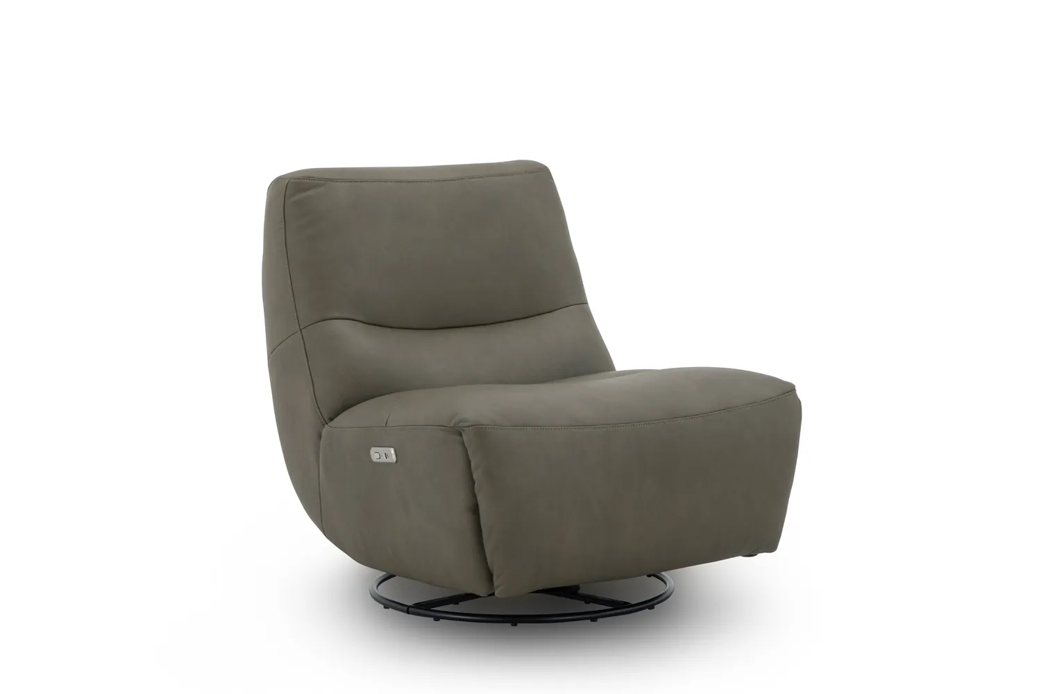 Schaukelsessel inkl. motorischer Relaxfunktion in Leder Olive mit Akku  