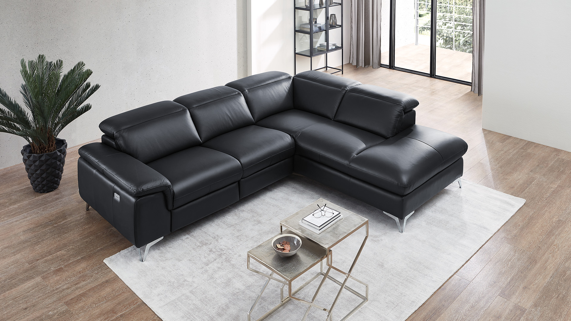 Ecksofa Seahawk mit manueller Kopfteilverstellung in Leder -05970213-WW.11