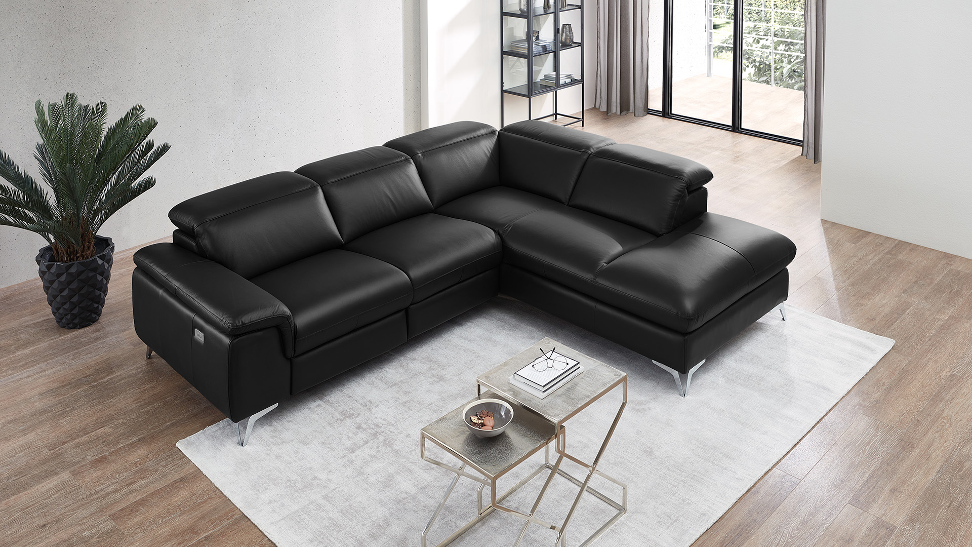 Ecksofa Seahawk mit manueller Kopfteilverstellung in Leder -05970213-WW