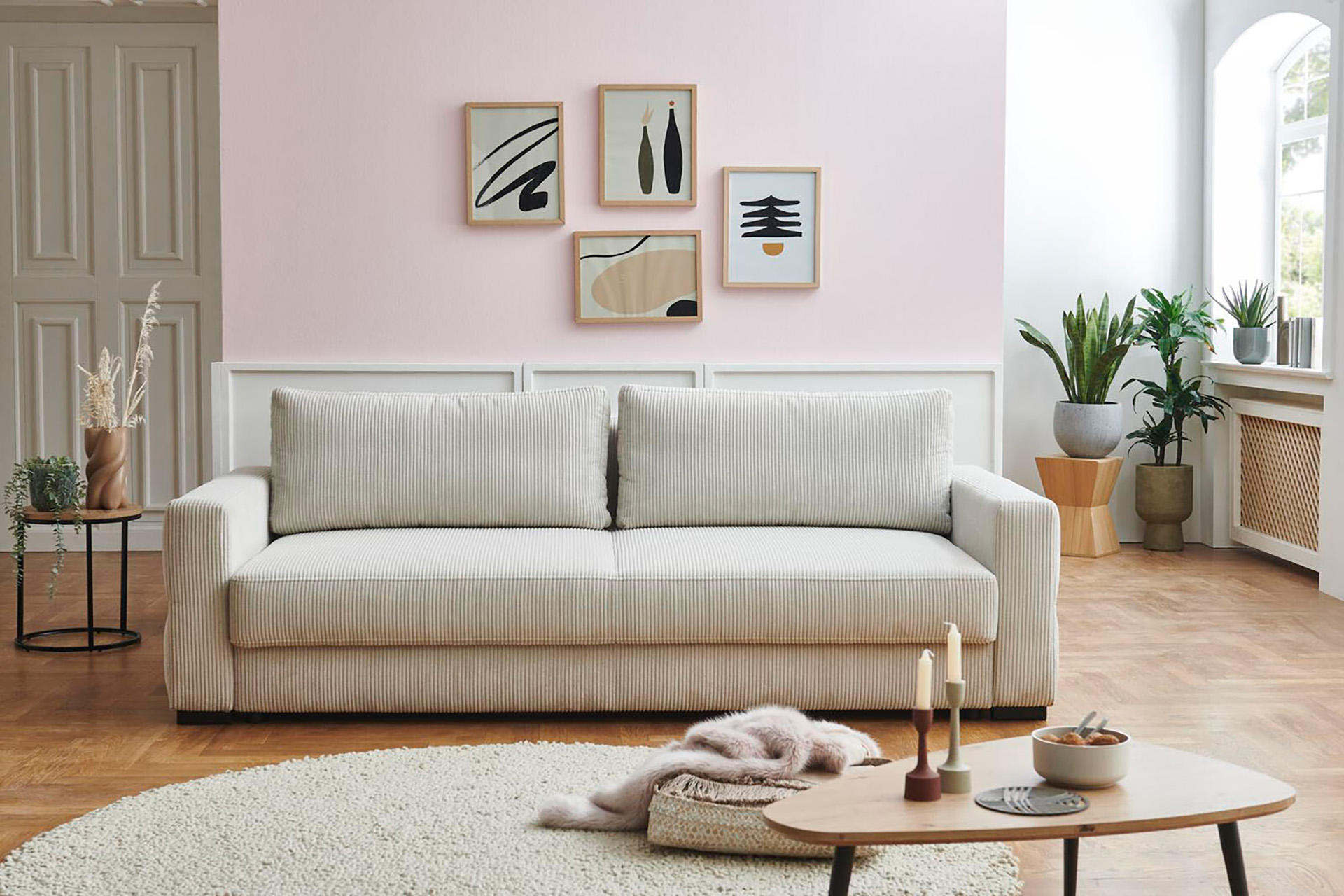 Schlafsofa inkl. Bettkasten in Cordstoff
