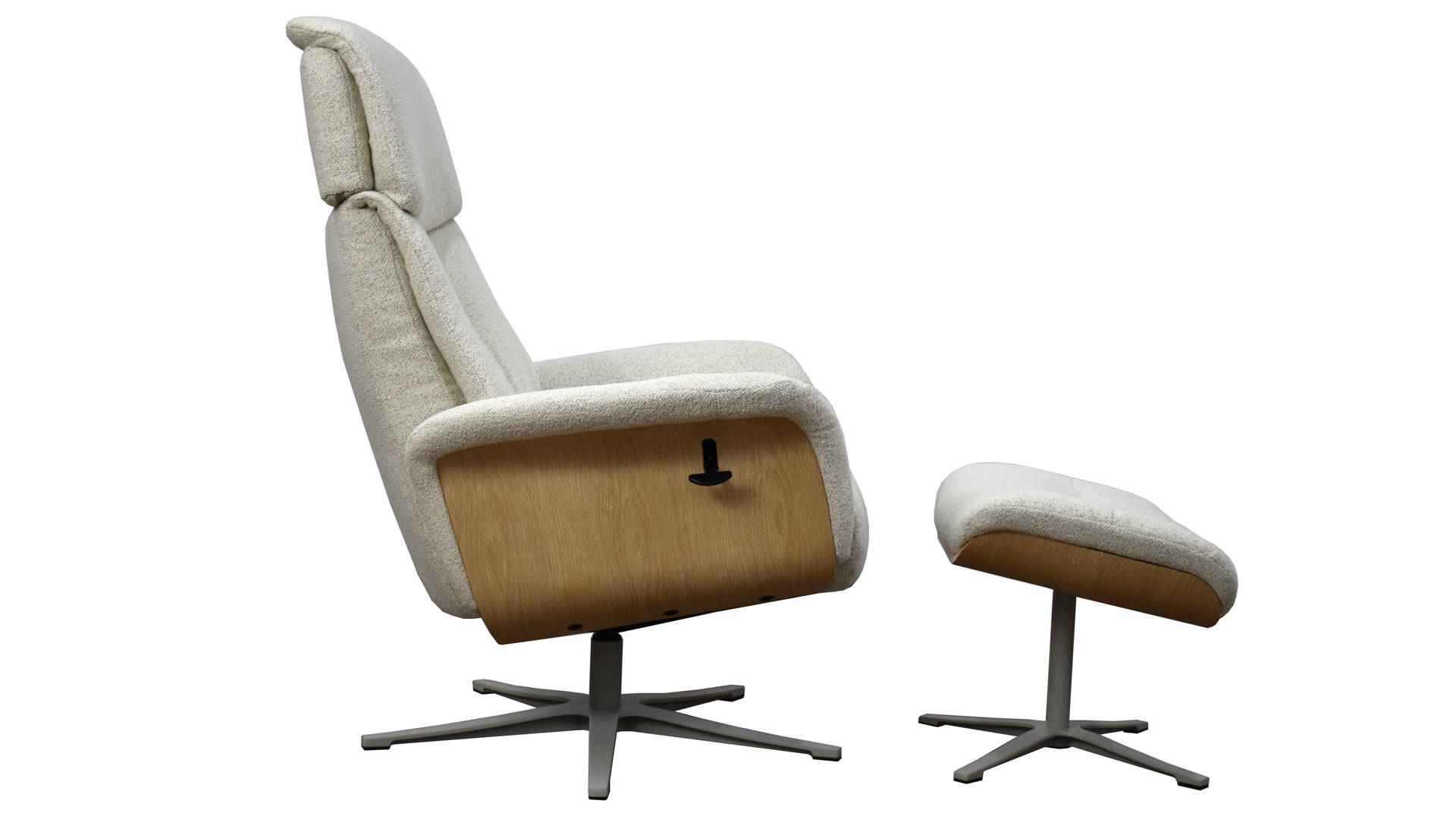 Relaxsessel Lion mit Holzapplikation und Hocker in Stoff-0979004700WW