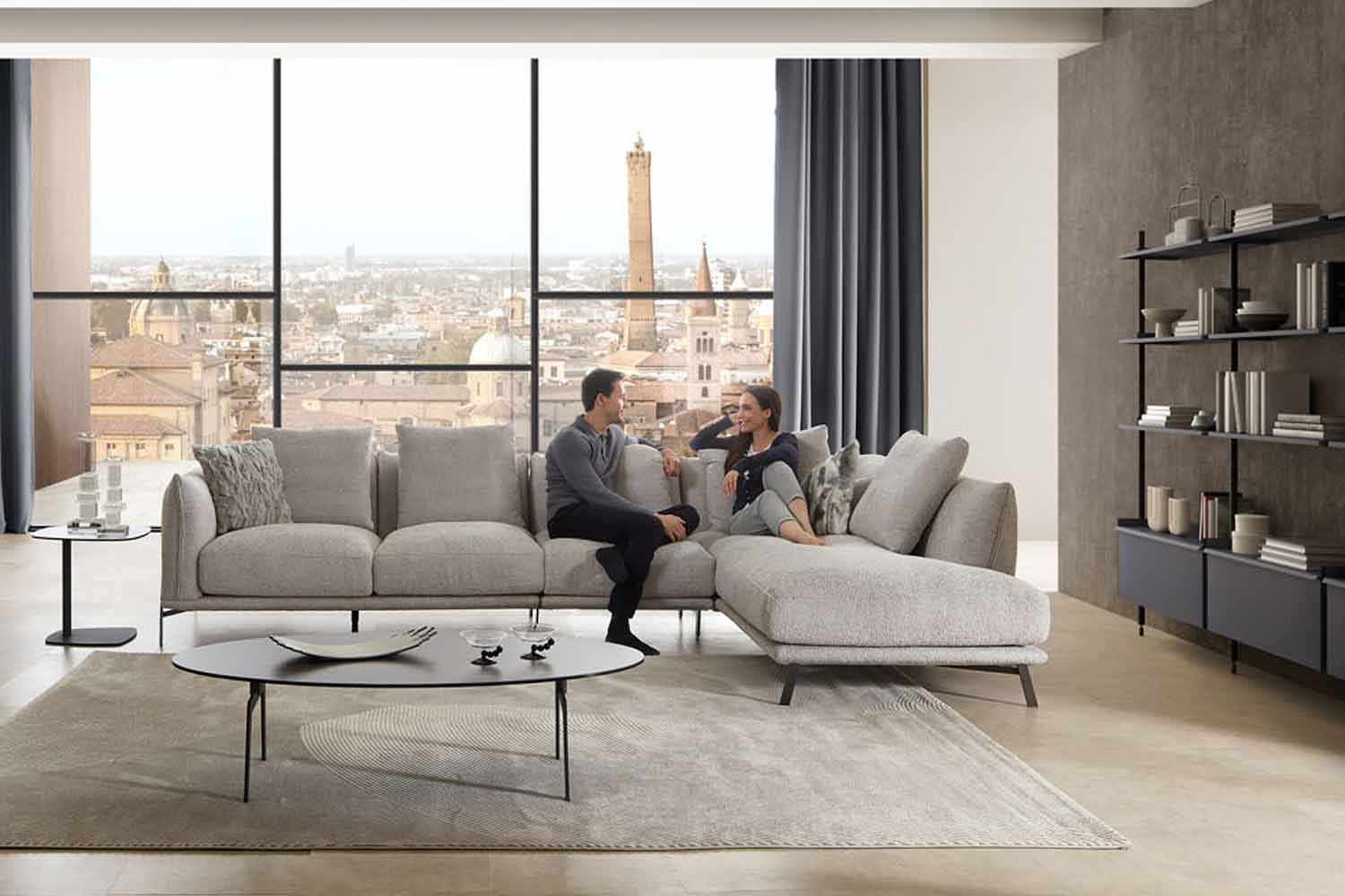 CAMPO DE´FIORI Ecksofa Valentina in Boucle Stoff