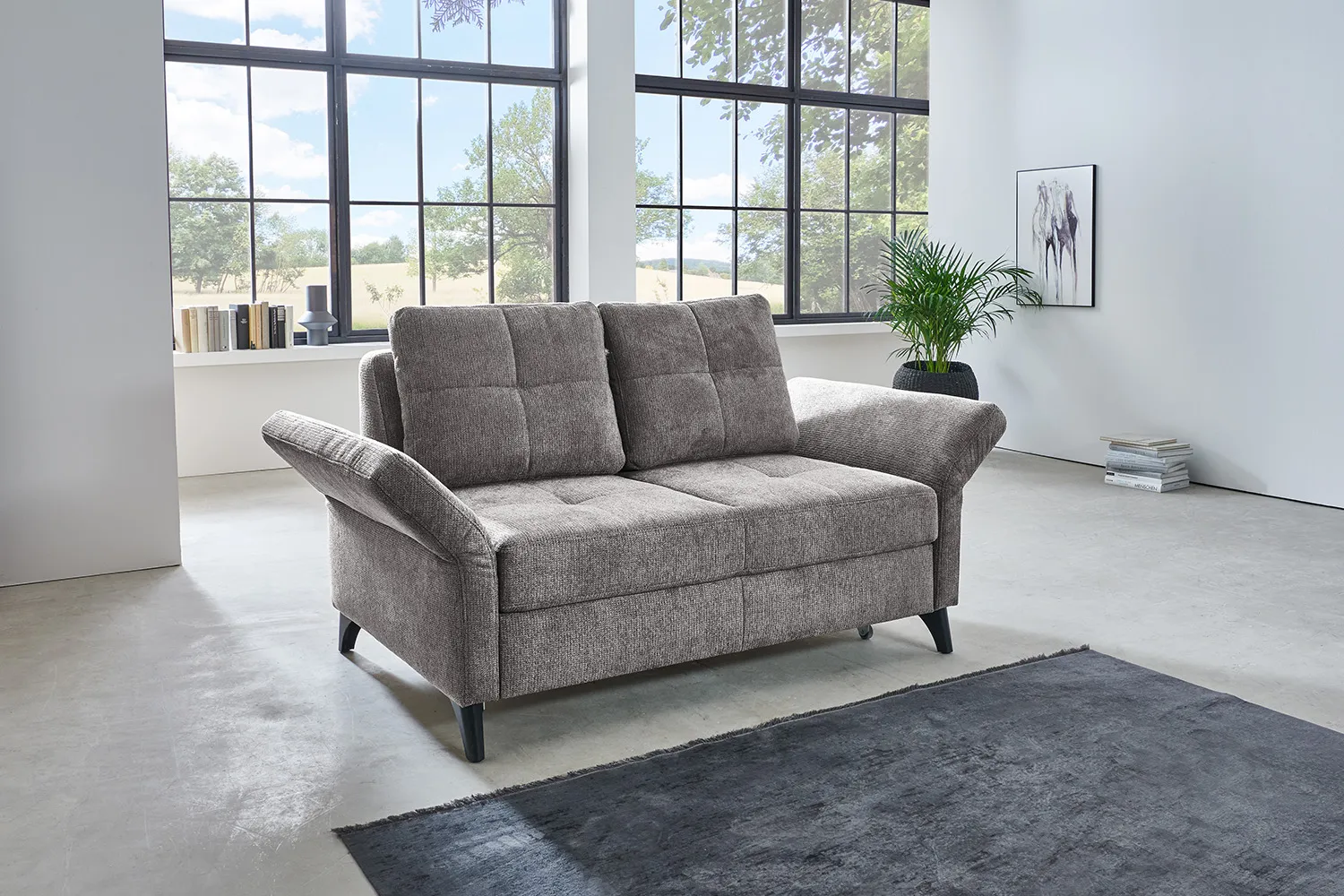 Schlafsofa mit Relaxfunktion Stoff Grau 