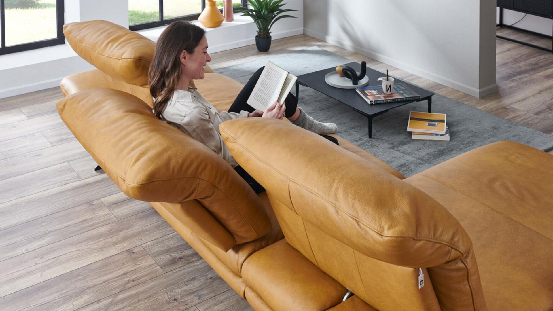 W. Schillig Ecksofa Sohoo mit Sitztiefenverstellung in Leder 
