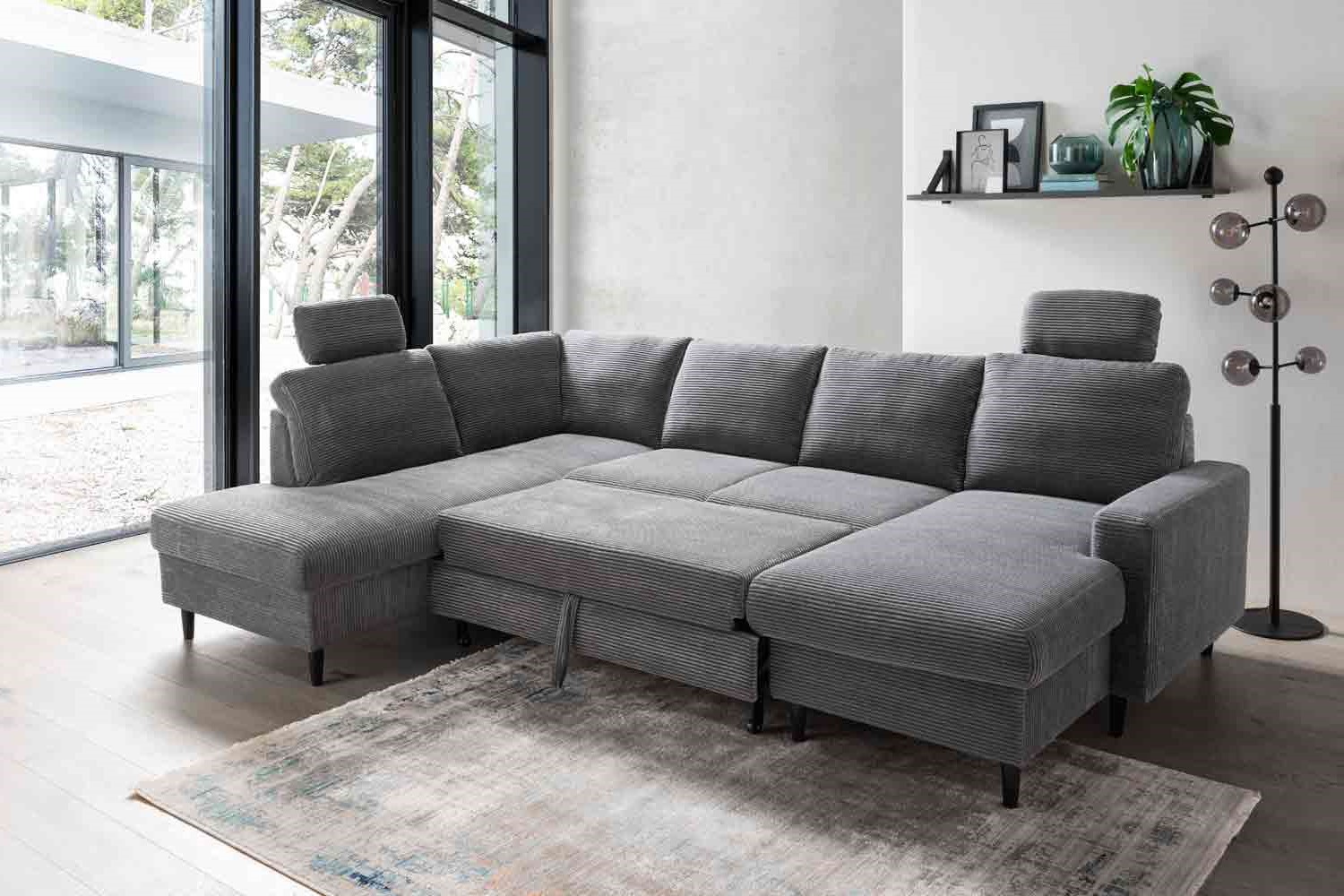 Wohnlandschaft U-Form in Trendstoff Cord Wohnlandschaft U-Form in Trendstoff Cord