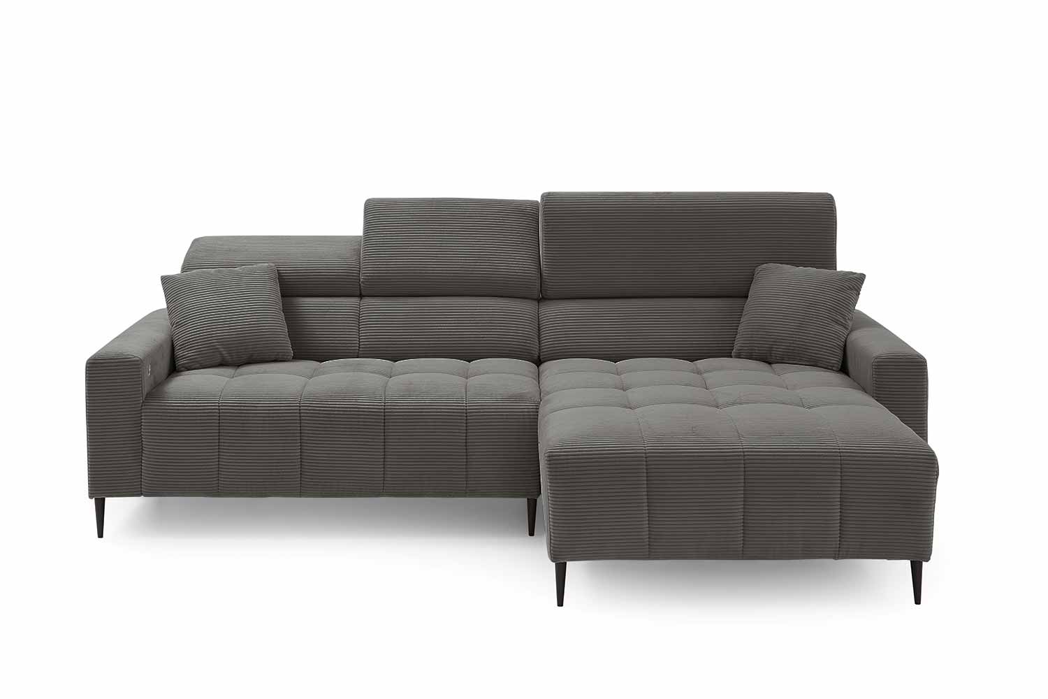 Ecksofa inkl. motorischem Sitzvorzug in Trendstoff Cord
