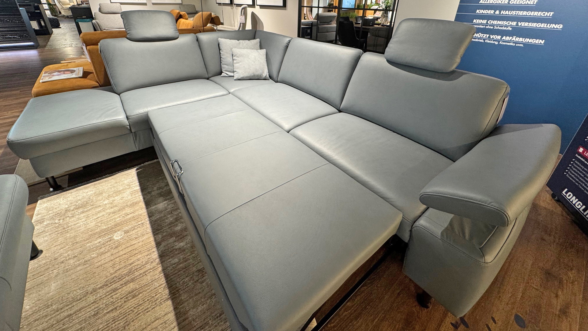 Modulmaster Ecksofa inkl. vielen Funktionen mit Hocker in Leder-0775015506-04WW-A