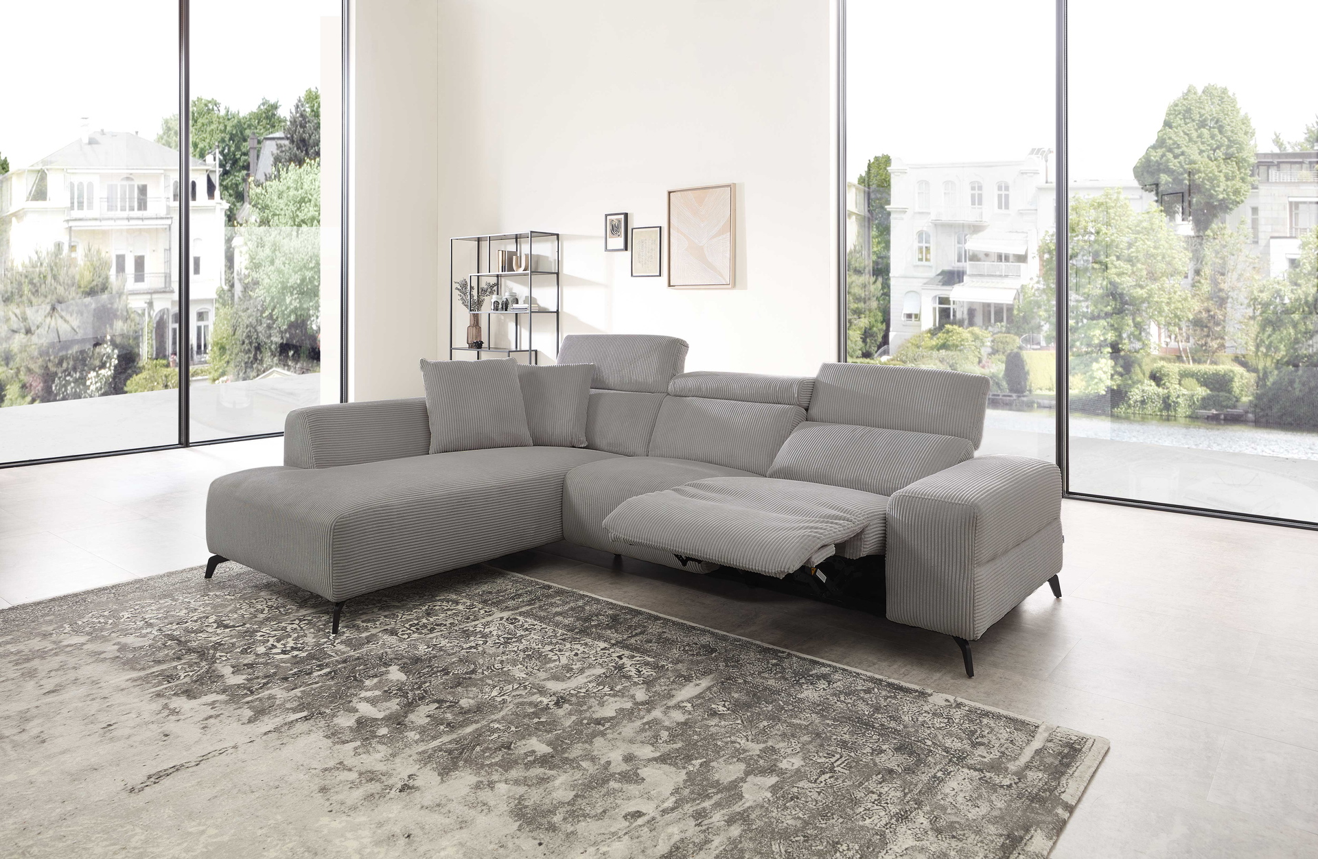Cuoio Ecksofa in Trendstoff Cord