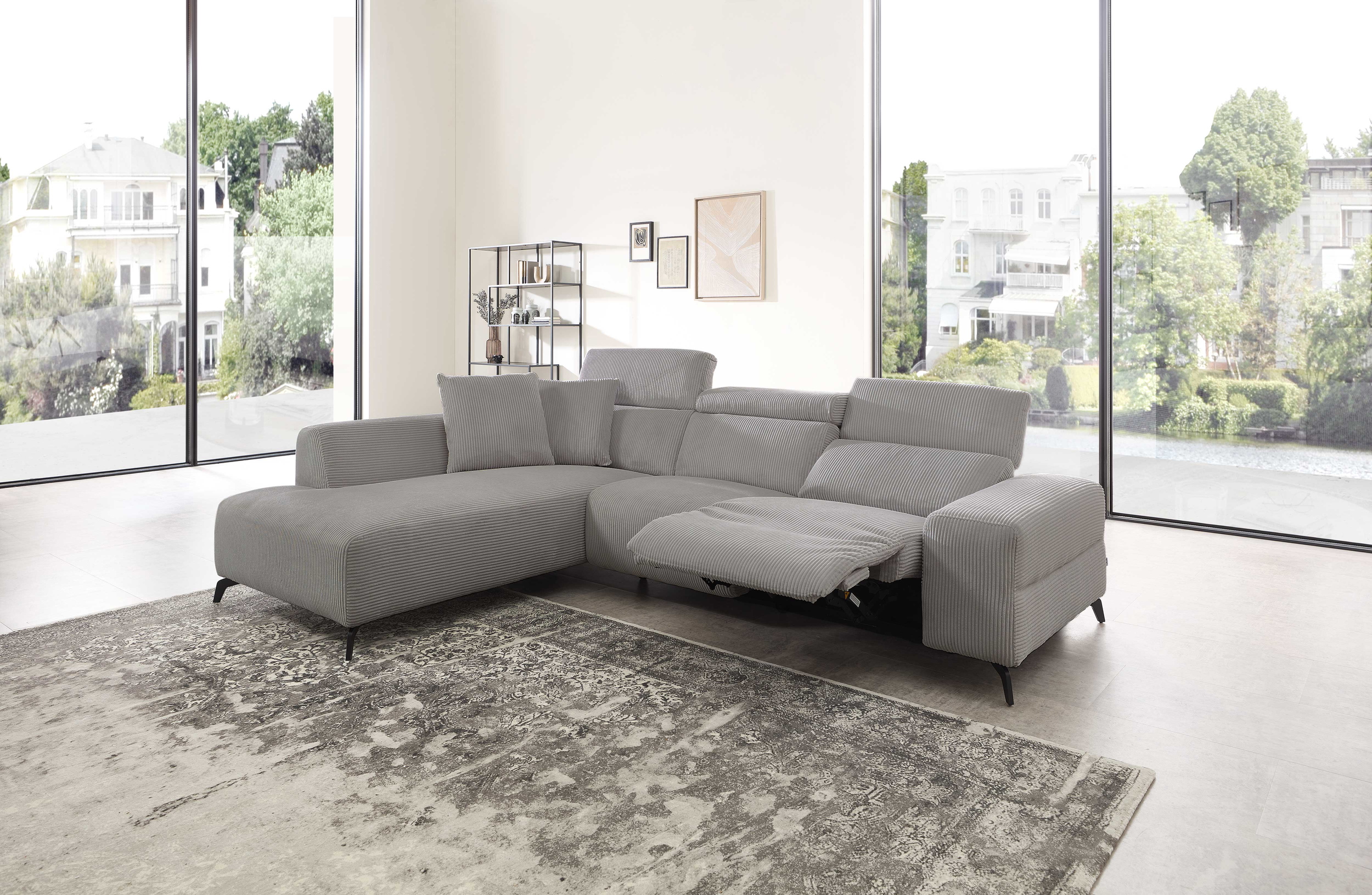 Cuoio Ecksofa in Trendstoff Cord