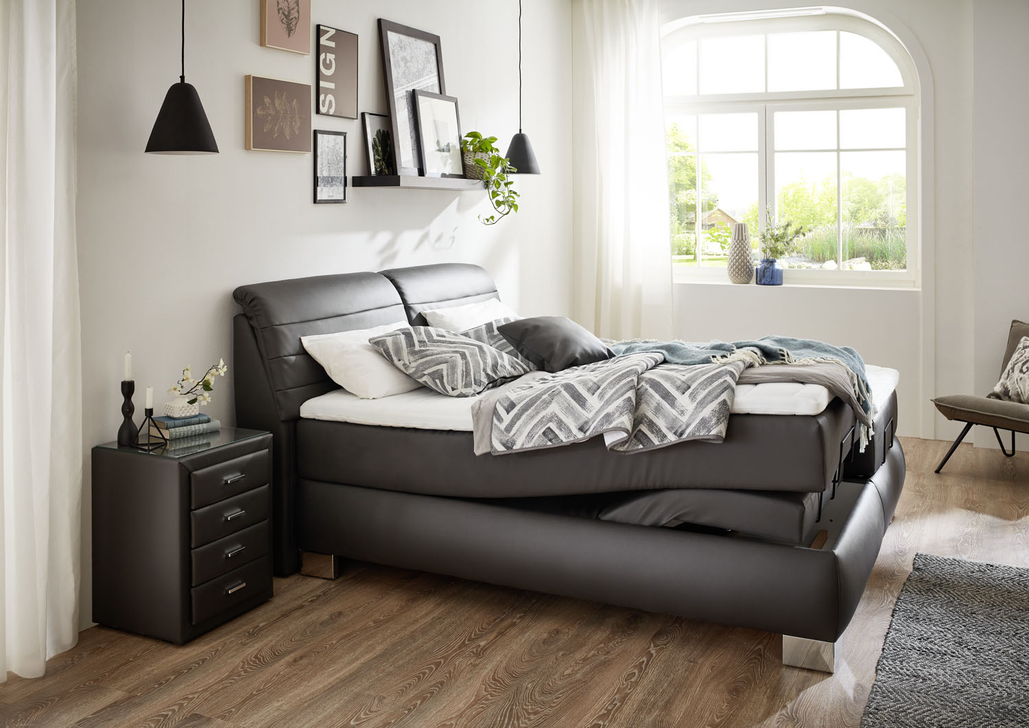 Boxspringbett 180x200cm in Grau