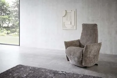Relaxsessel elektrisch in Stoff Taupe Größe: M